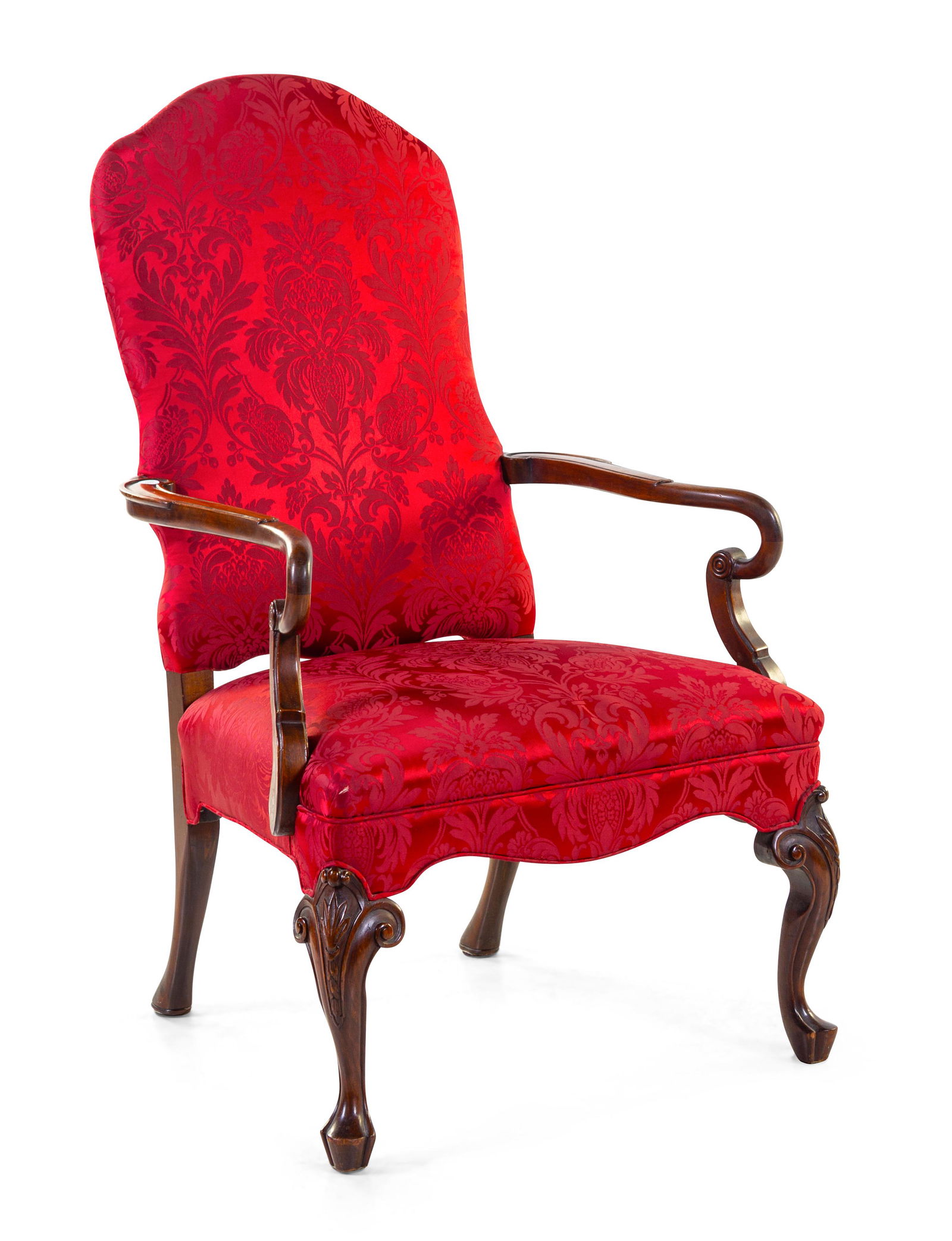 A Queen Anne Style Mahogany Library Chair: A Queen Anne Style Mahogany Library Chair Height 46 inches. Property from the Collection of James Flynn and Bill Wiley, Chicago, Illinois