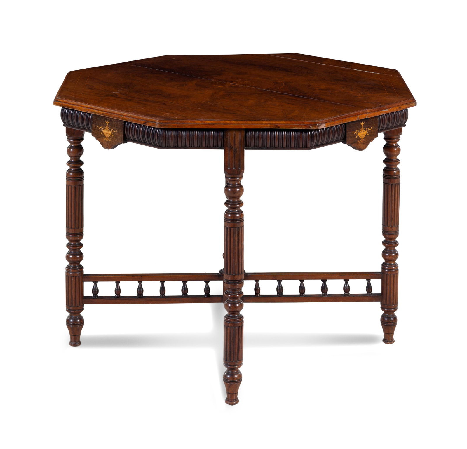 An Edwardian Style Rosewood and Marquetry Table: An Edwardian Style Rosewood and Marquetry Table Early 20th Century Height 27 x width 35 inches.