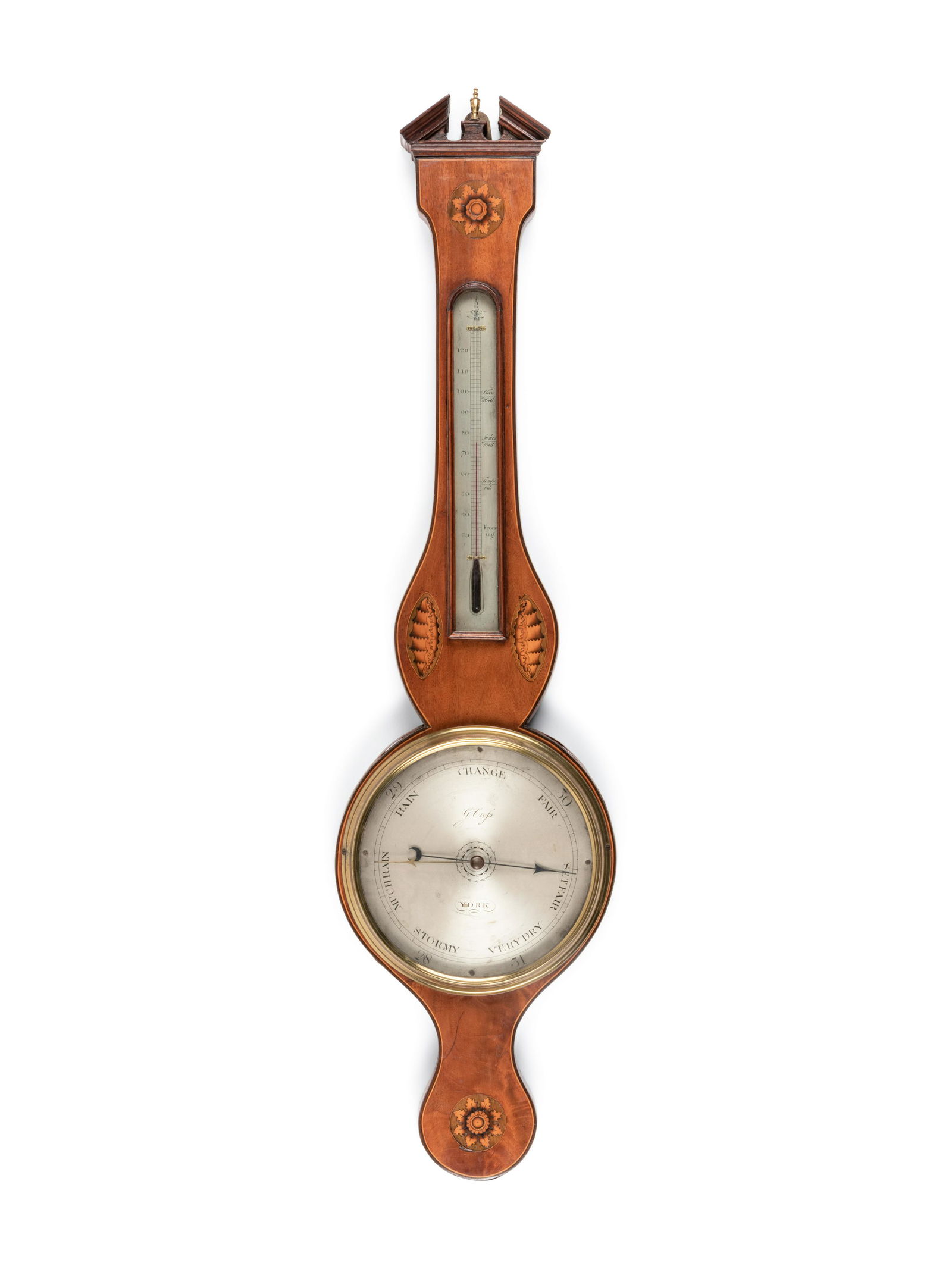 A Regency Mahogany Marquetry Wheel Barometer (1 of 3)
