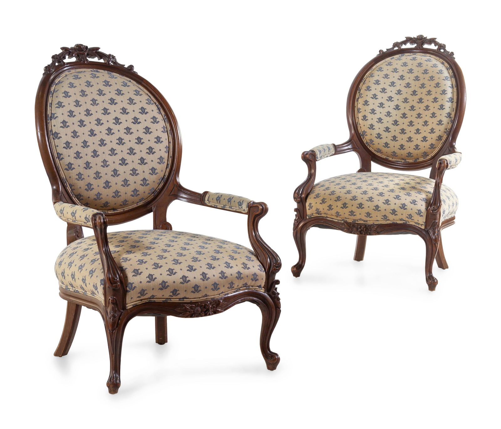 A Pair of Rococo Revival Carved Mahogany Fauteuils (1 of 2)