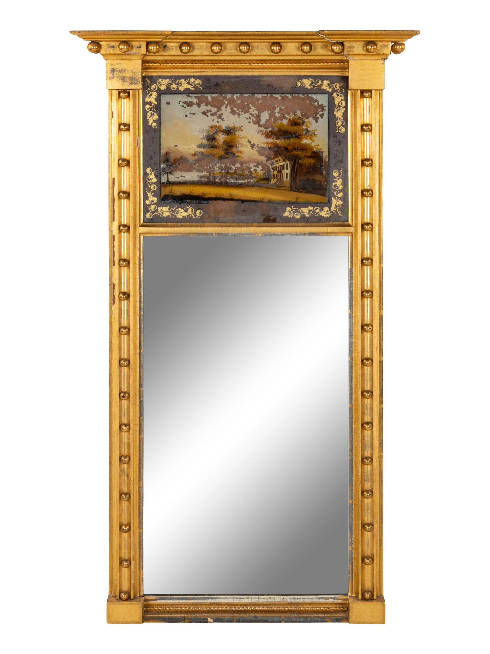 A Federal Style Giltwood Reverse-Painted Looking Glass (1 of 1)