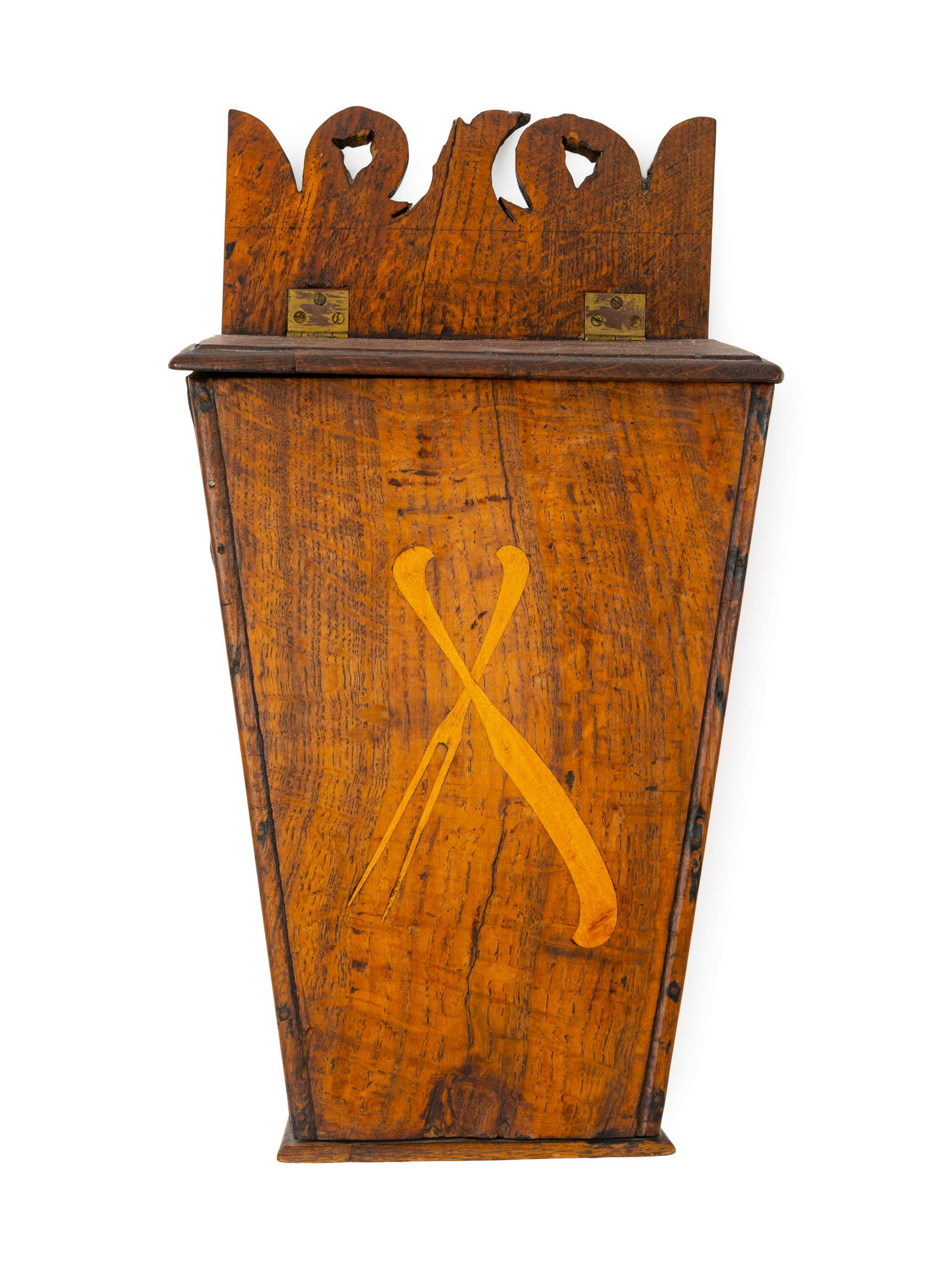 A Marquetry Inlaid Oak Cutlery Box (1 of 2)