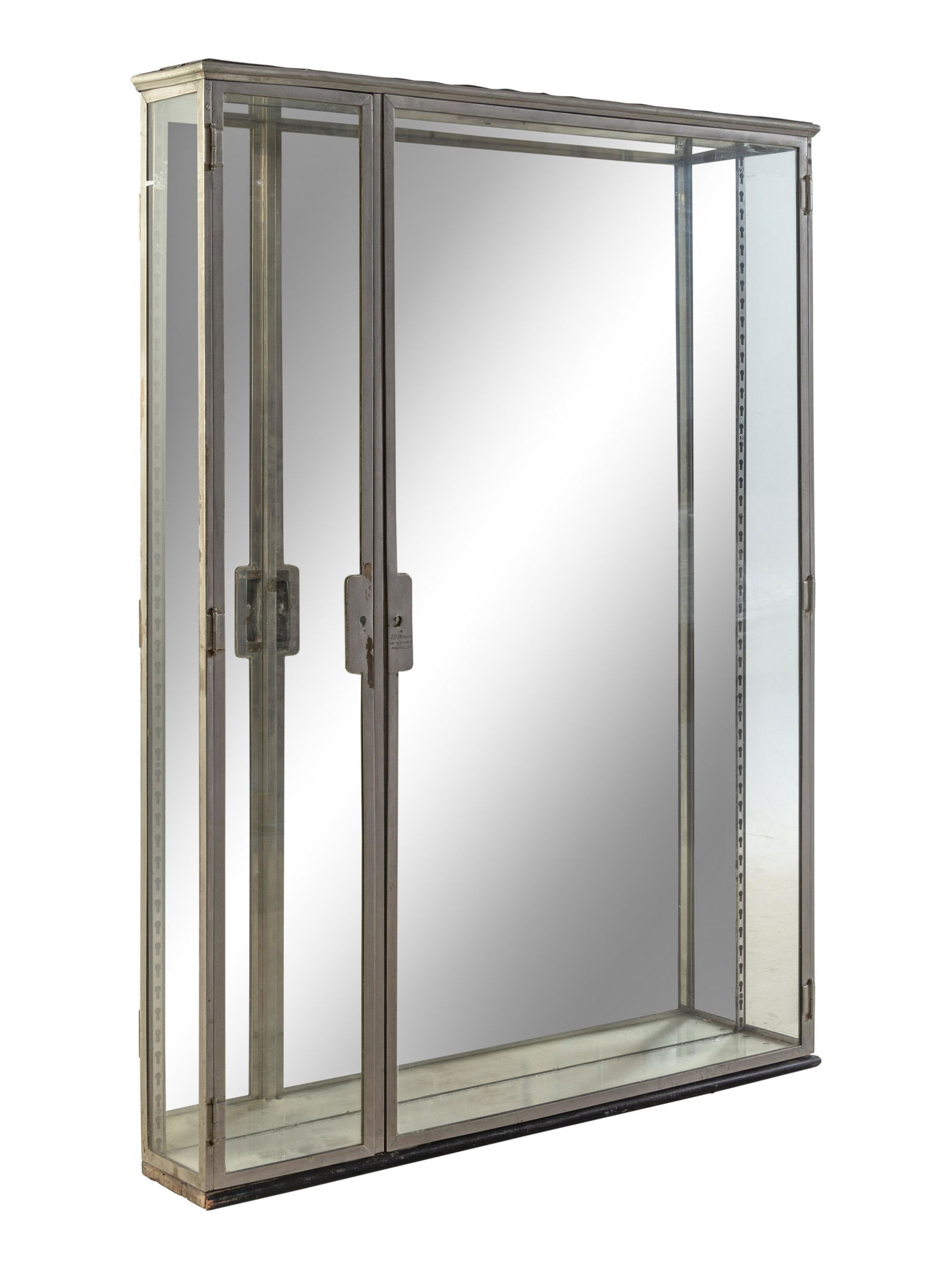 A Belgian Steel and Glass Pharmacy Case with Adjustable (1 of 2)