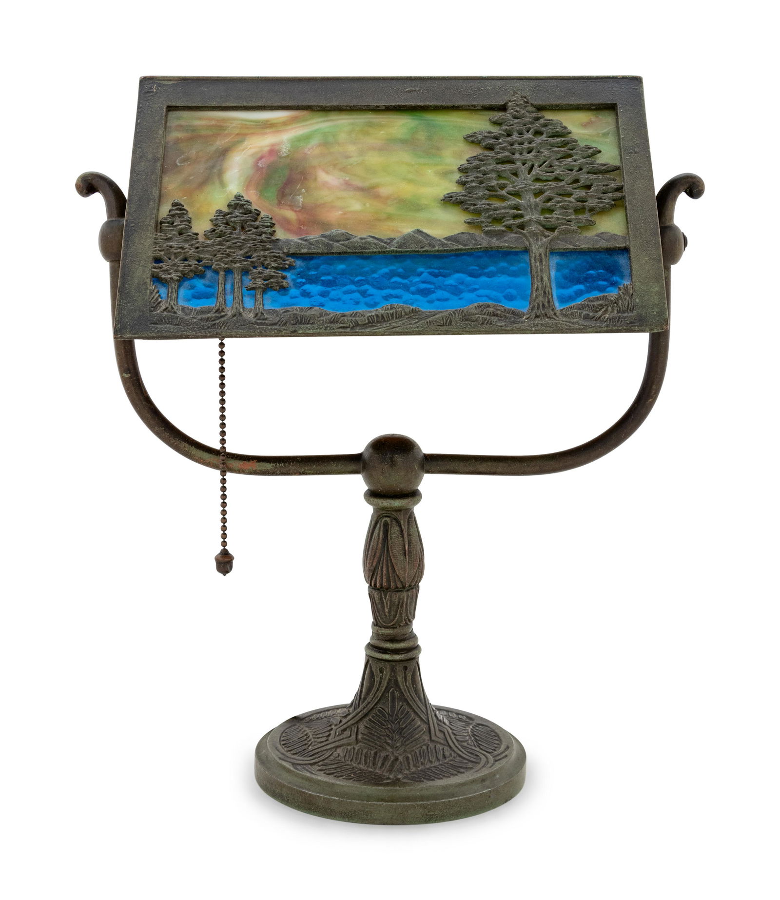 A Bradley & Hubbard Bronze and Slag Glass Lamp (1 of 2)