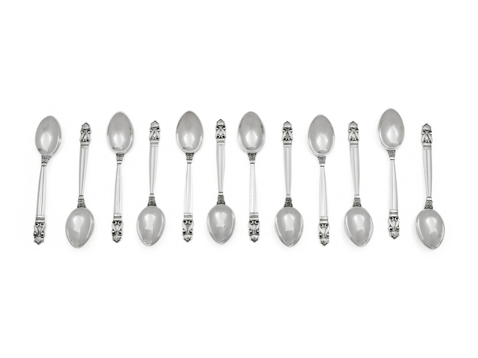 A Set of Twelve Georg Jensen Silver Coffee Spoons (1 of 1)