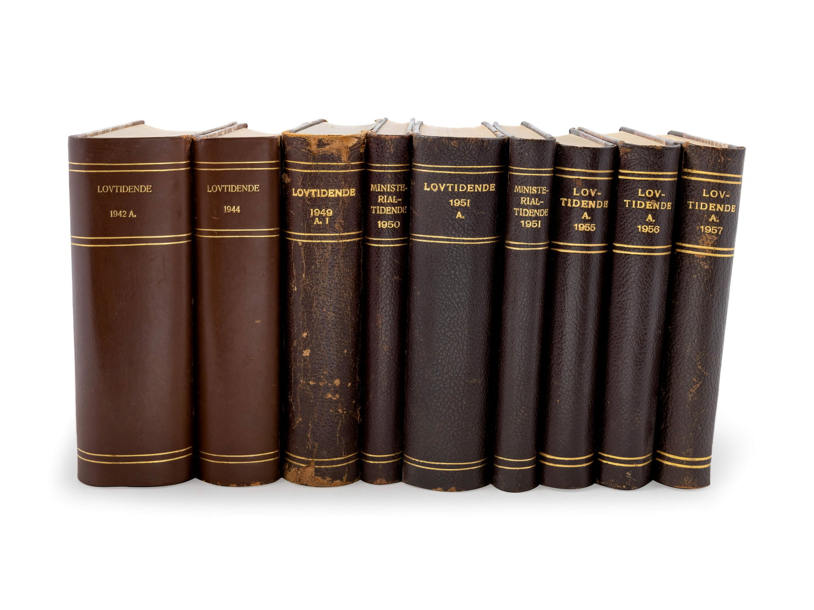 Lovtidende for Kongeriget Danmark. Copenhagen: J. H.: Lovtidende for Kongeriget Danmark. Copenhagen: J. H. Schultz, circa 1942-1957. 9 volumes; together with 19 additional Scandinavian volumes.