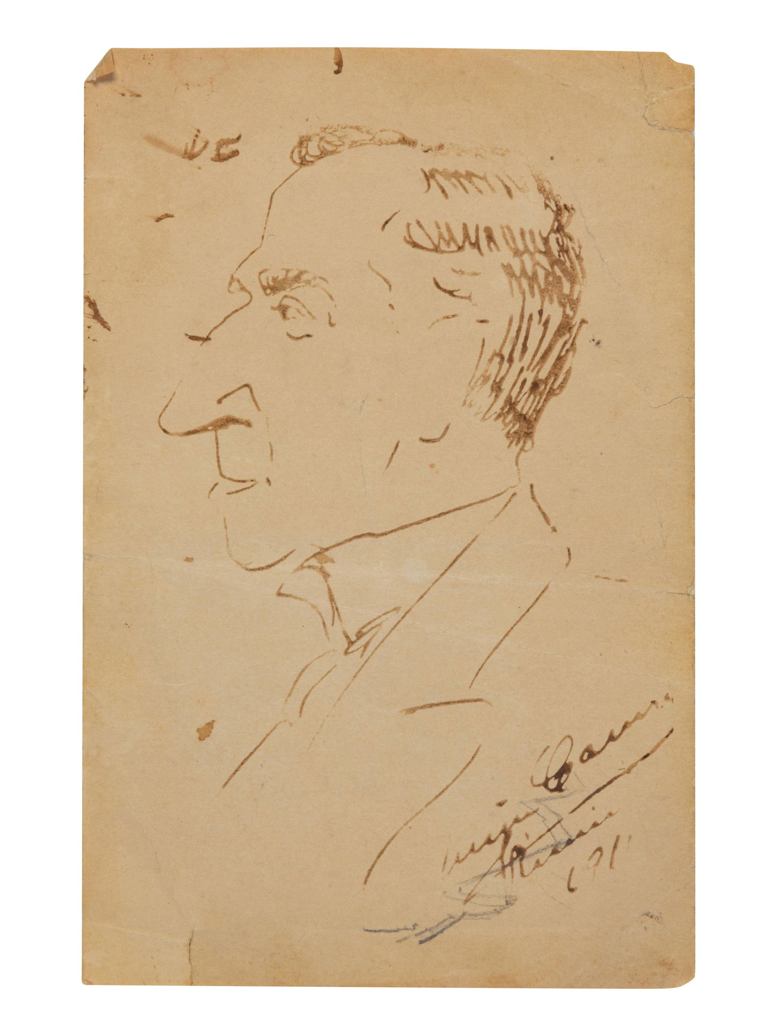 CARUSO, Enrico (1873-1921). Original drawing, profile (1 of 1)