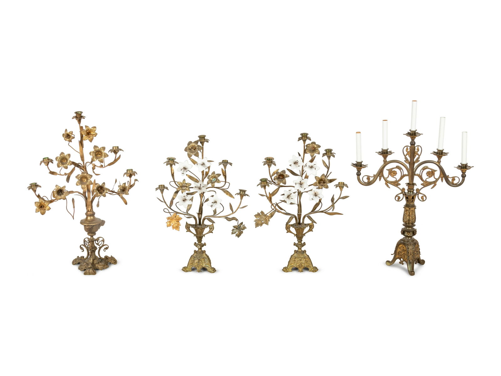 A Pair of Victorian Brass Candelabra and Two Similar (1 of 2)