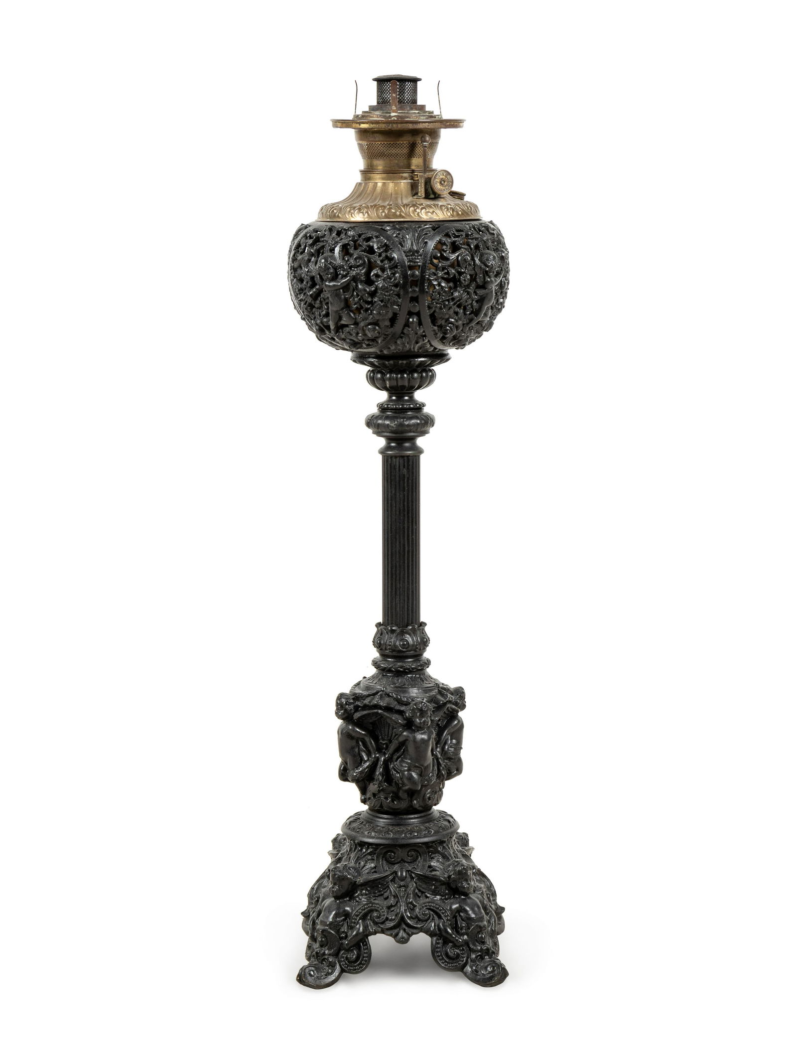 An American Neoclassical Cast Metal Oil Lamp (1 of 2)