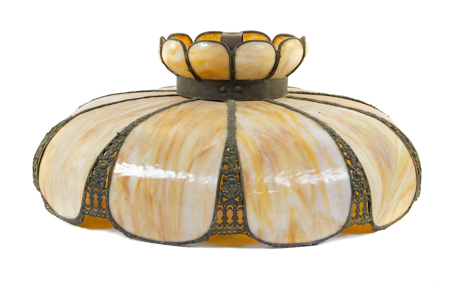 An American Leaded Glass Shade: An American Leaded Glass Shade First Half 20th Century Diameter 23 1/2 inches.