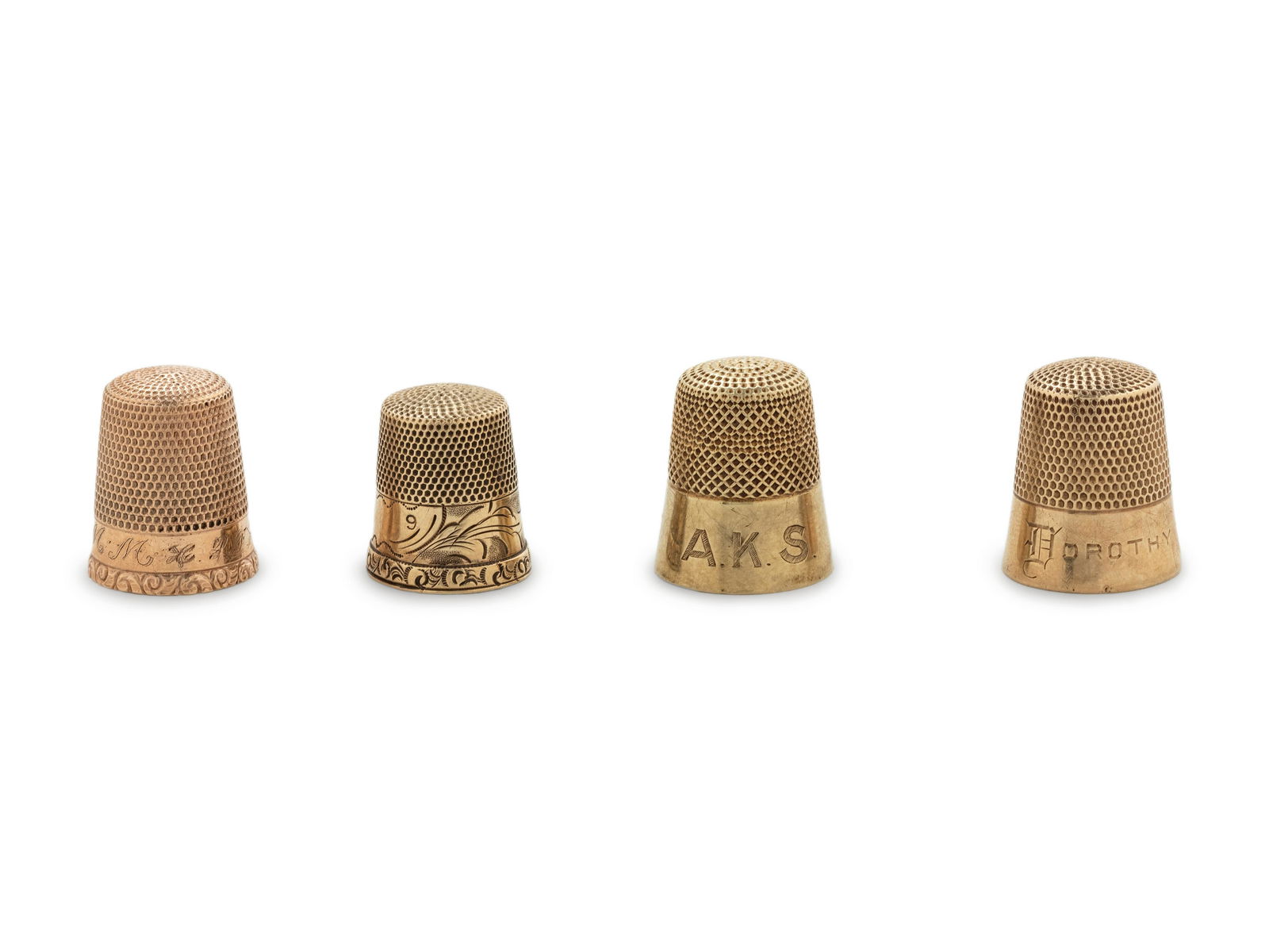 A Group of Four American Yellow-Gold Thimbles (1 of 6)