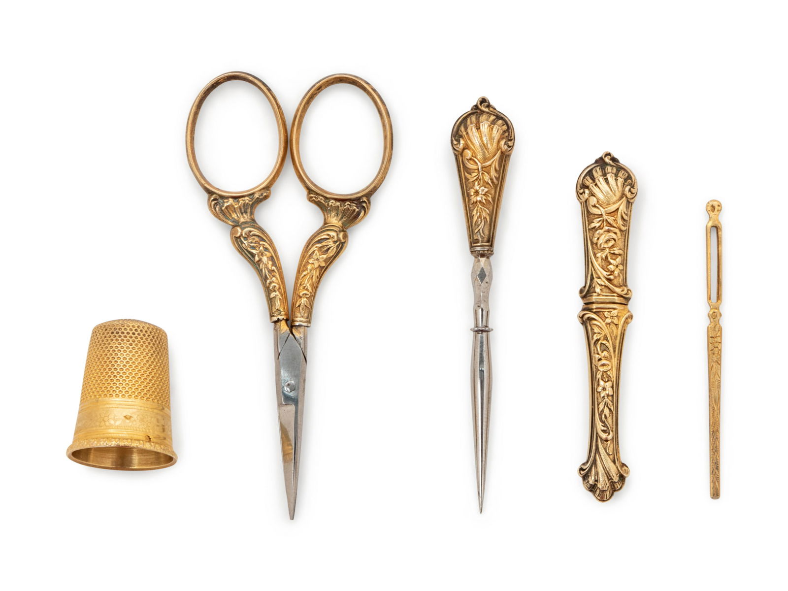 A French 18-Karat Yellow Gold 5-Piece Sewing Kit Width (1 of 3)