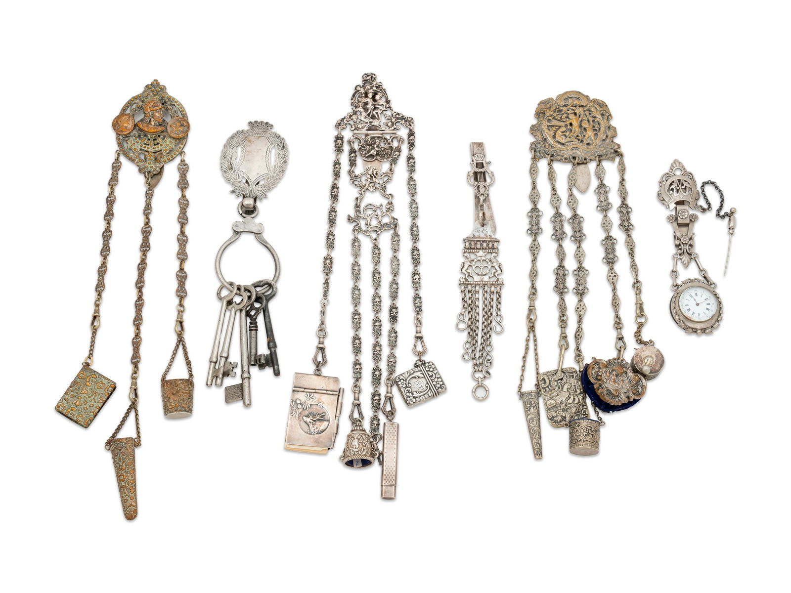 Six Silver and Silver-Plate Chatelaines (1 of 2)