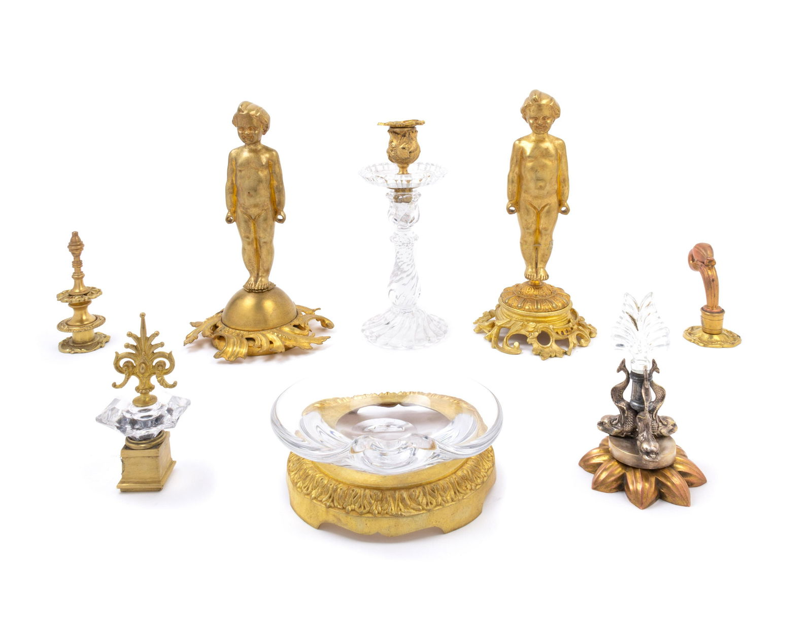 Eight Gilt Bronze and Glass Table Articles (1 of 1)