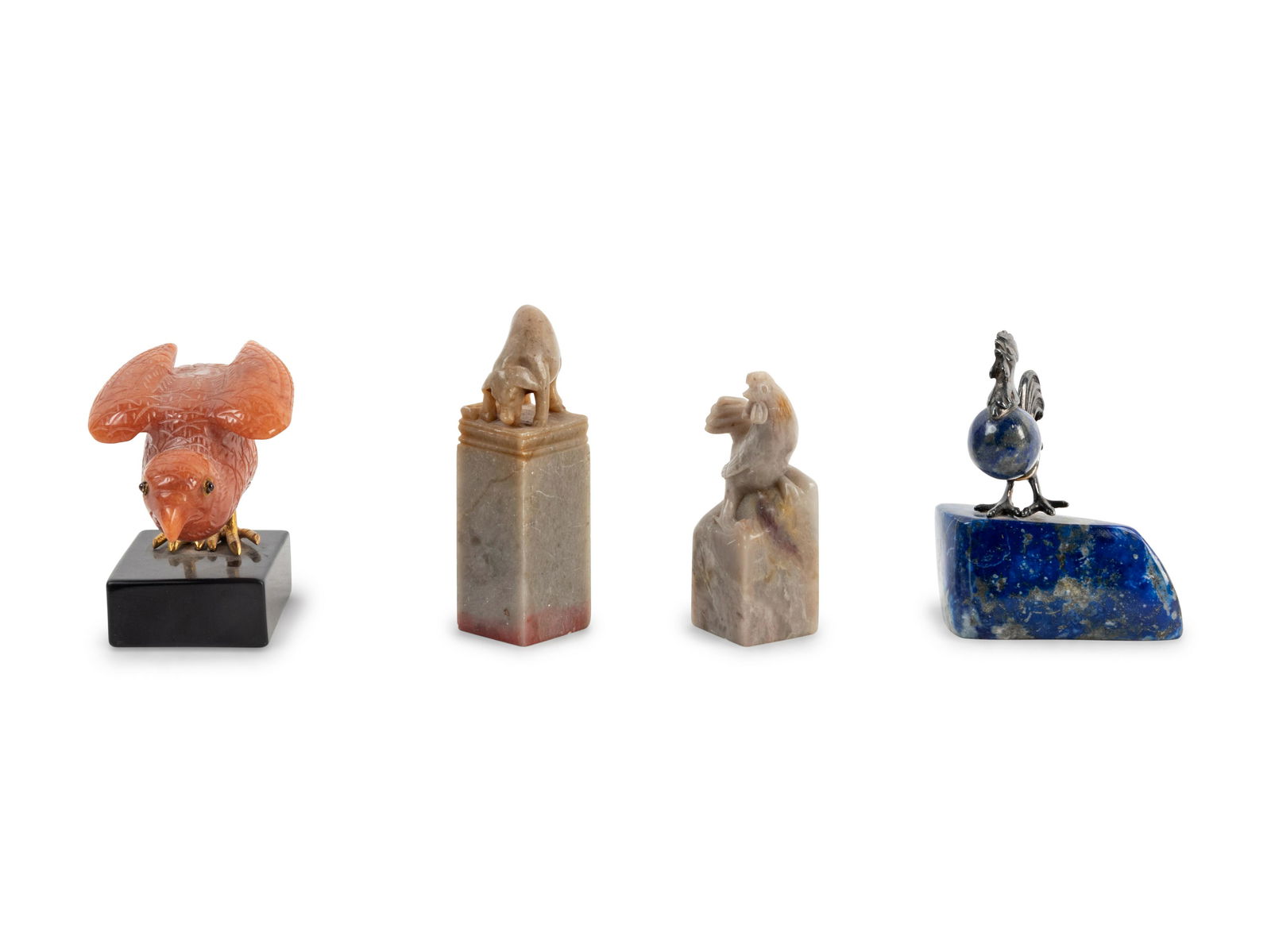 Two Carved Hardstone Seal Chops and Two Carved (1 of 3)
