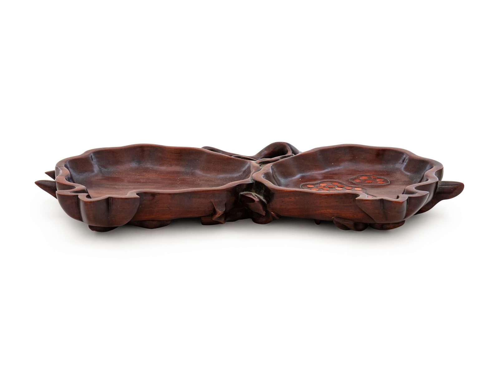 A Chinese Carved Hardwood Double-Dish  (1 of 3)
