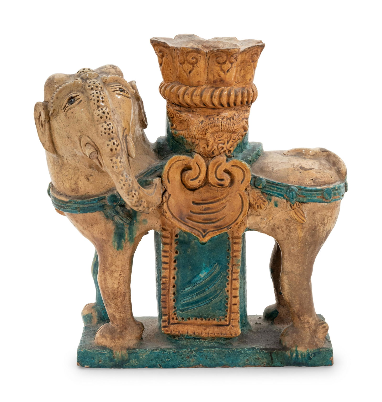 A Chinese Polychrome Glazed Pottery Elephant (1 of 2)
