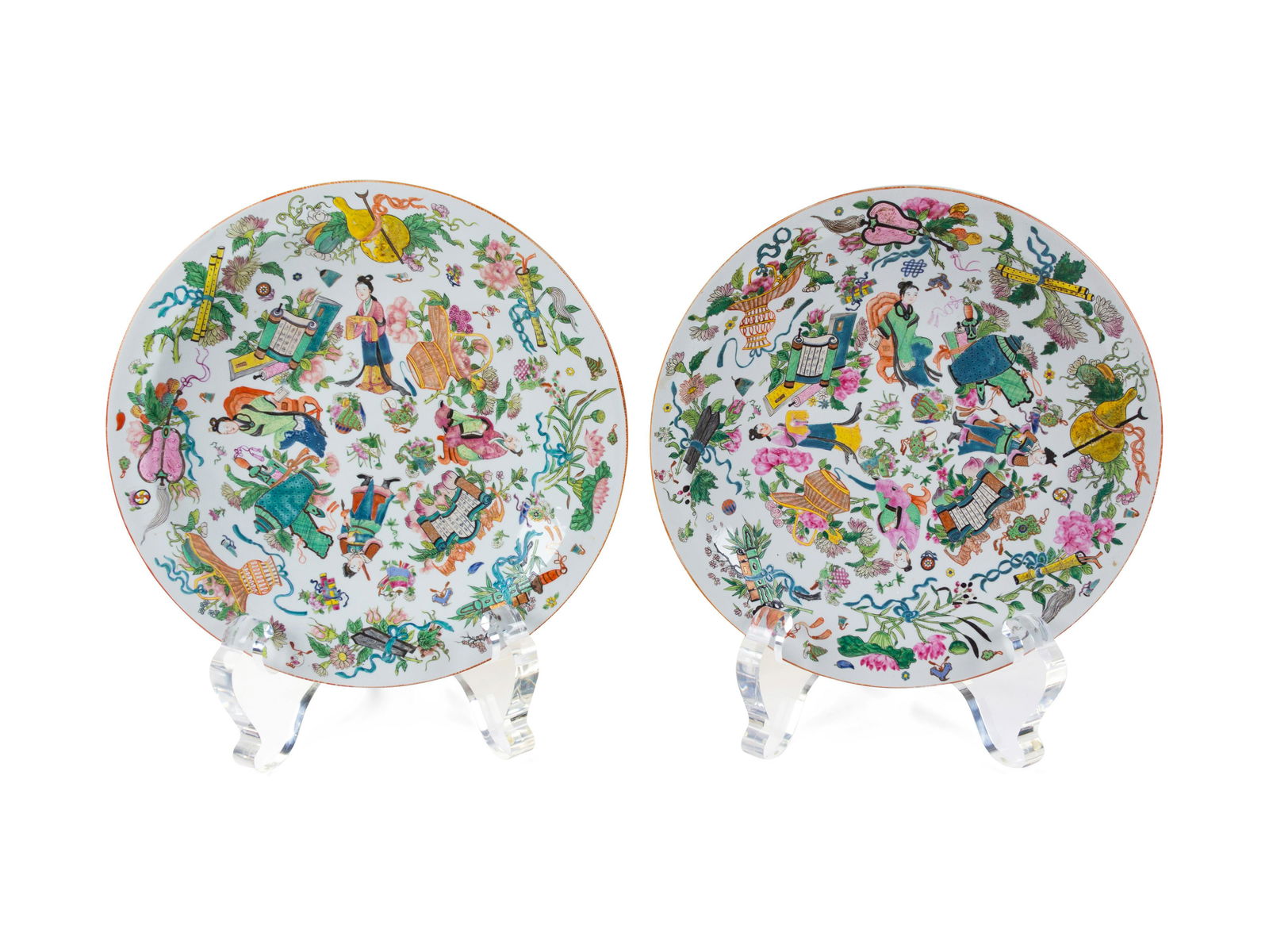 A Pair of Large Chinese Famille Rose Porcelain Chargers (1 of 1)