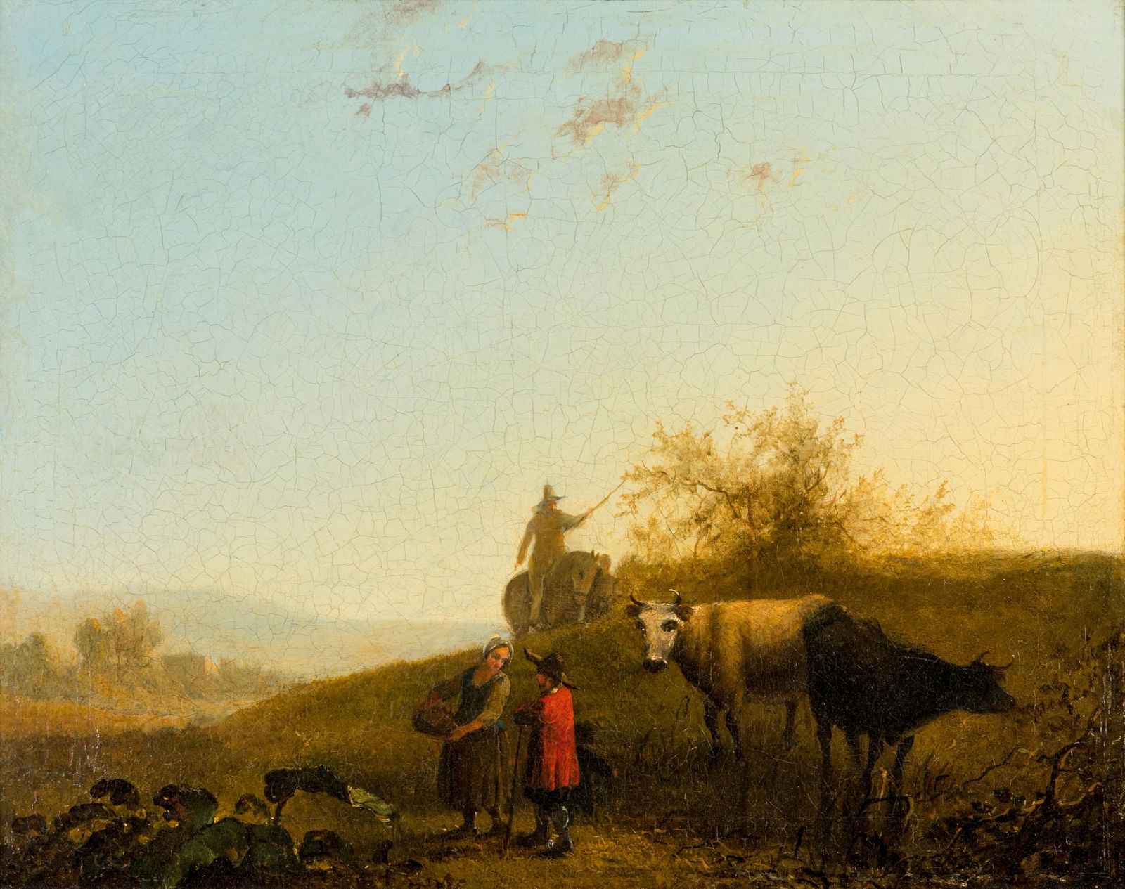 Dutch School, 19th Century Countryside at Evening : Dutch School, 19th Century Countryside at Evening oil on canvas 17 x 21 inches. Property from the Collection of James Flynn and Bill Wiley, Chicago, Illinois