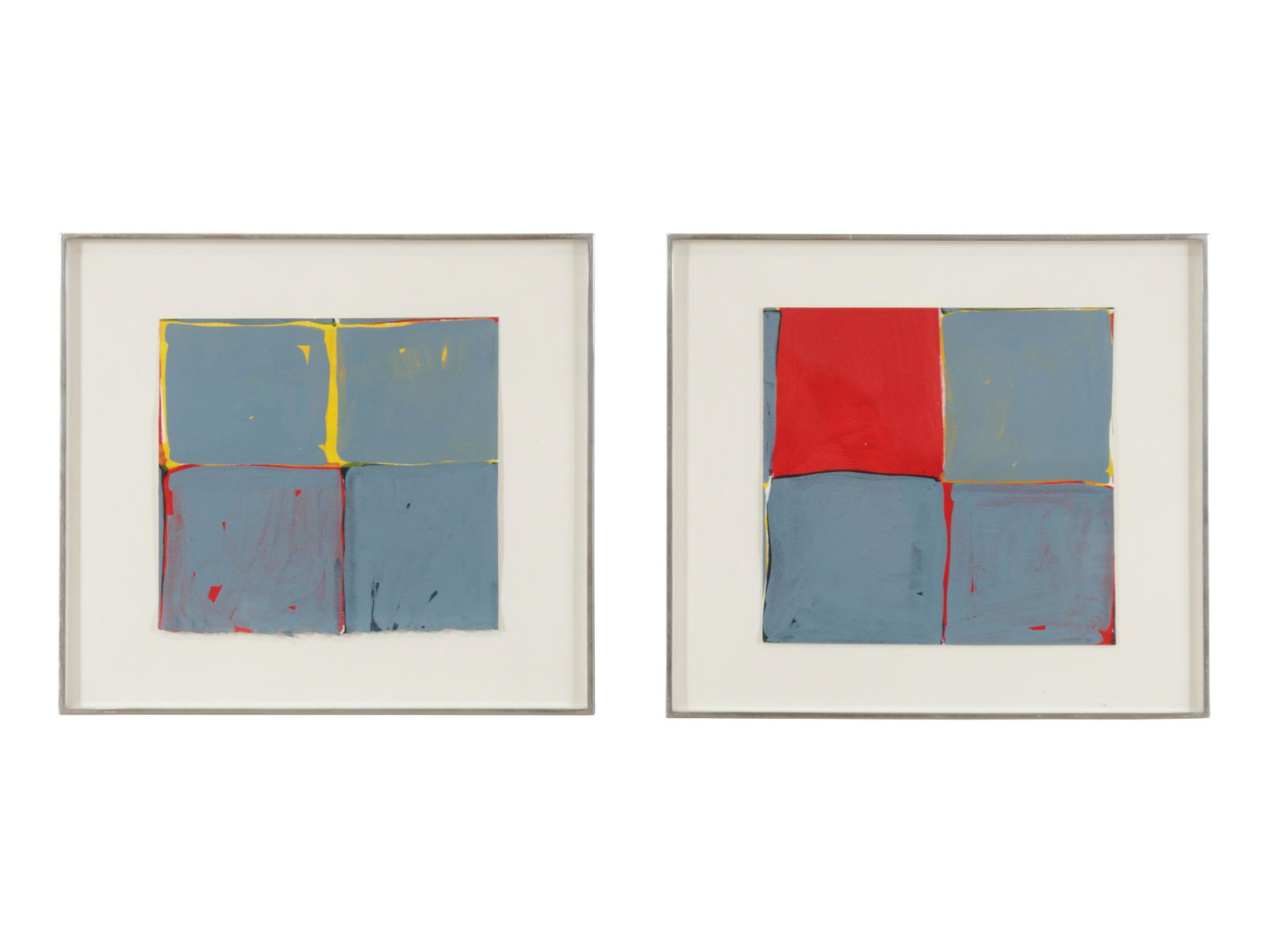 Larry Hurst (American, 20th century) Transcom #2 and: Larry Hurst (American, 20th century) Transcom #2 and Transcom #3 acrylic on paper signed L. Hurst and dated lower right 9 x 9 1/2 inches. Provenance: Joyce Hunsaker and Associates, Los Angeles Propert