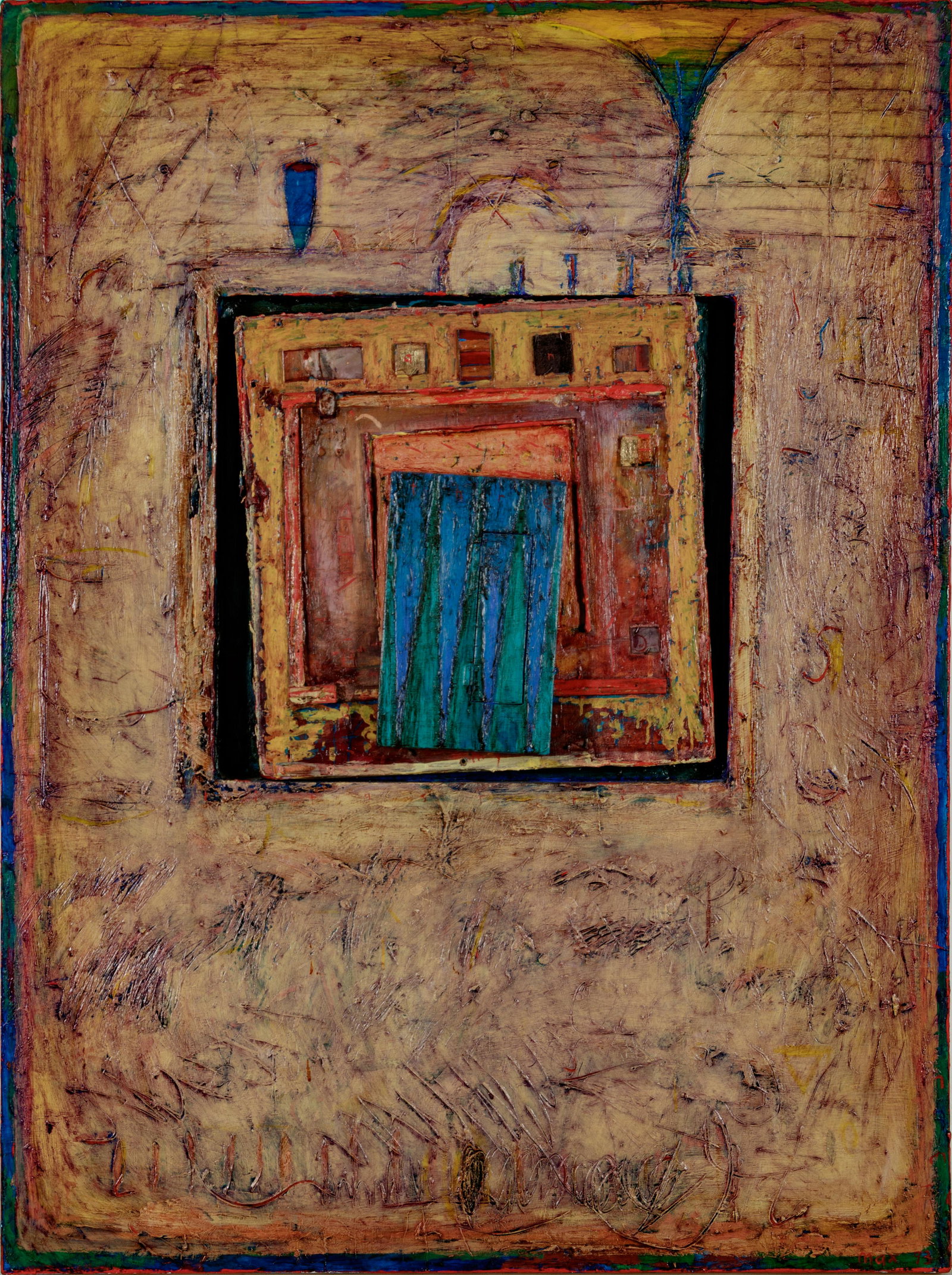 Max Hammond (American, 20th century) Turning Around,: Max Hammond (American, 20th century) Turning Around, Turn Around, 1991-93 mixed media on wood and canvas signed Max Hammond, titled and dated (verso) 66 x 49 1/2 inches. Property from a Corporate Art 