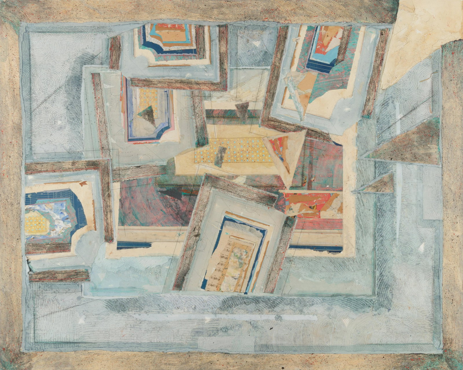 Jane Sangerman (American, 20th/21st century) Untitled,: Jane Sangerman (American, 20th/21st century) Untitled, 1990 mixed media on canvas signed Jane Sangerman and dated (verso) 48 x 60 inches.