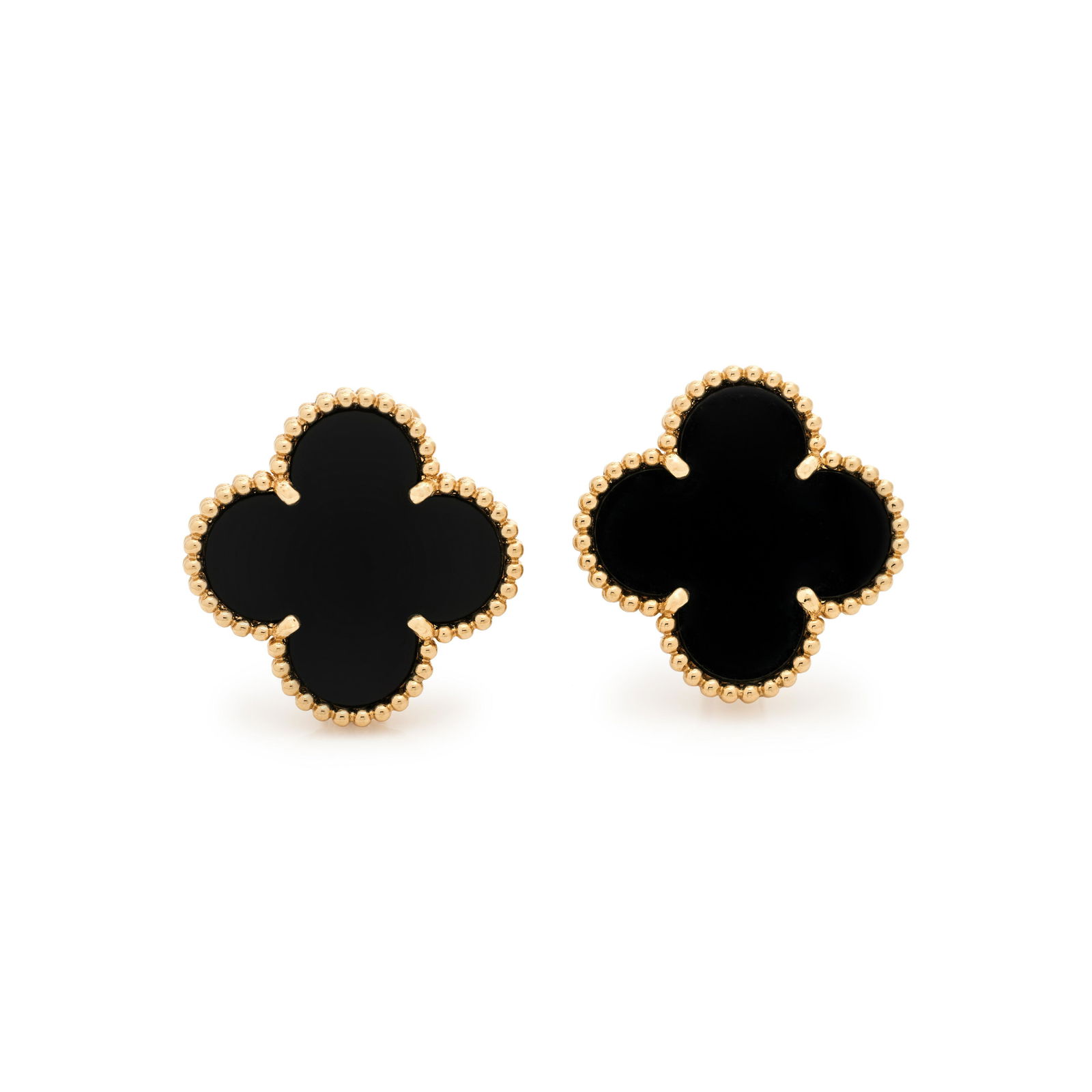 VAN CLEEF & ARPELS, ONYX 'ALHAMBRA' EARCLIPS (1 of 2)