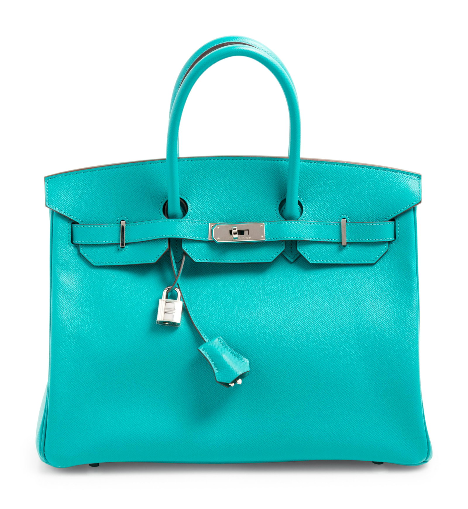 Hermes 35cm Birkin Bag, 2012: Hermes 35cm Birkin Bag, 2012 21ST CENTURY Malachite Epsom leather Birkin with silver-tone hardware, lock, clochette and small Hermes pouch for clochette. Bag also comes with plastic rain bag and Herme