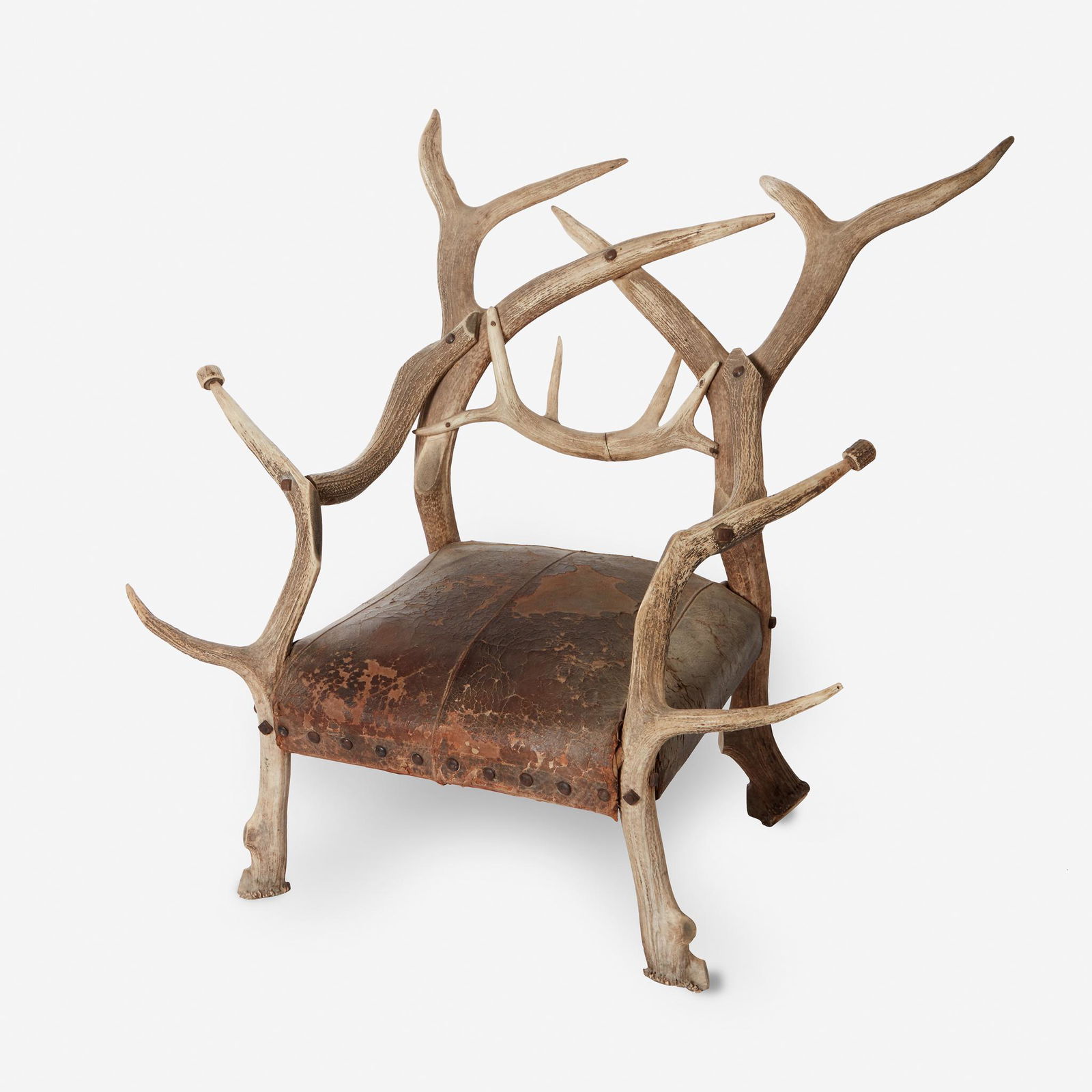 Upholstered steer horn chair, late 19th century (1 of 3)