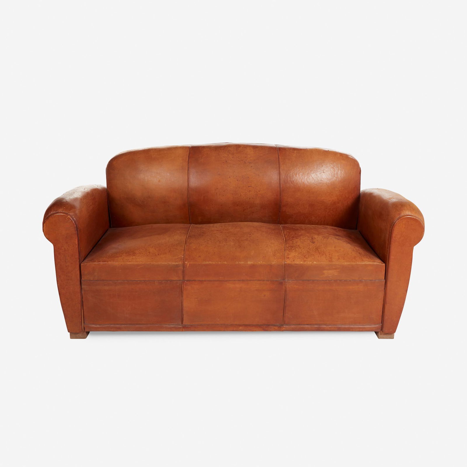 French Art Deco leather sofa, circa 1920s (1 of 1)