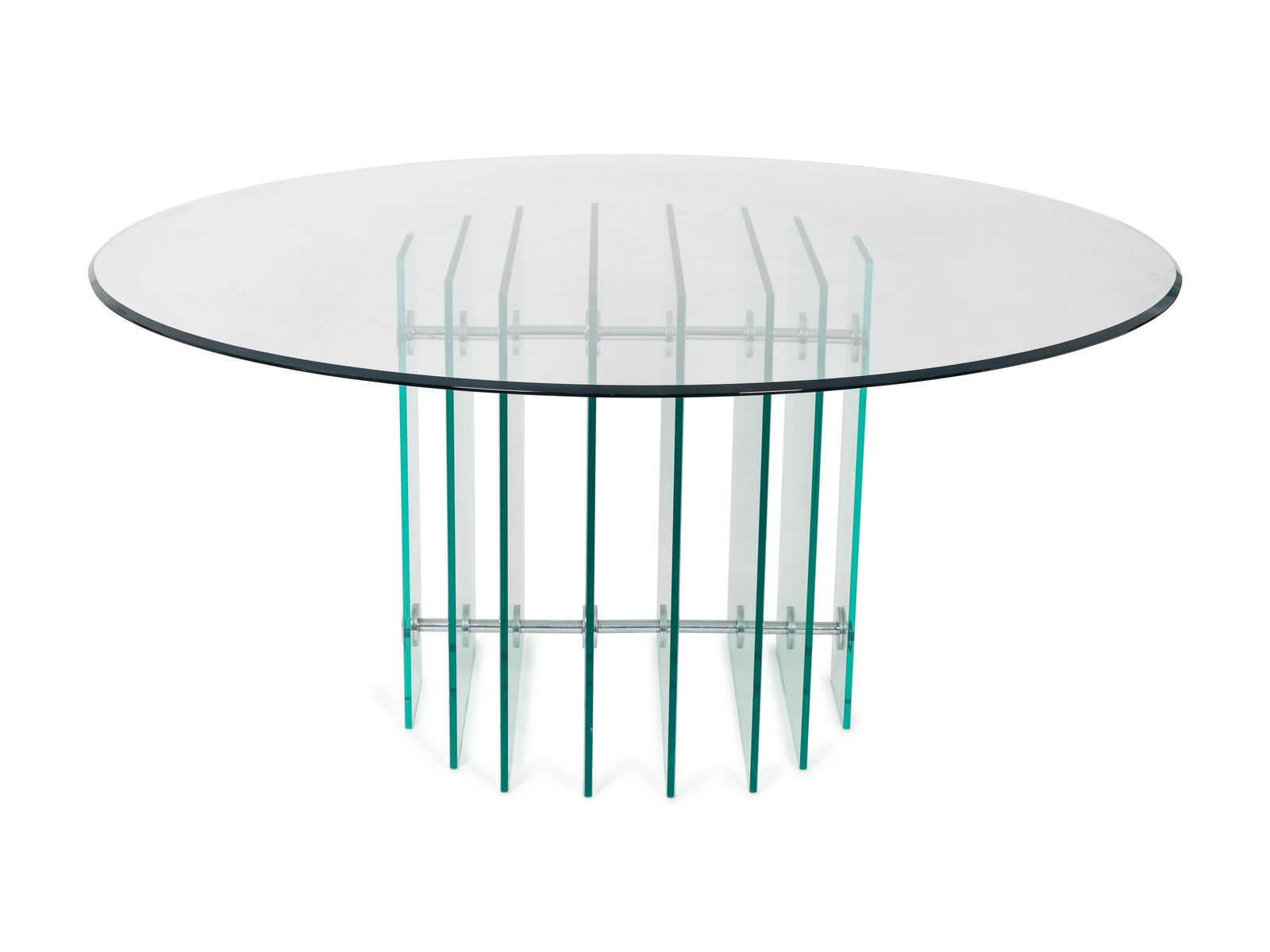 A Modernist Glass and Aluminum Circular Dining Table (1 of 1)