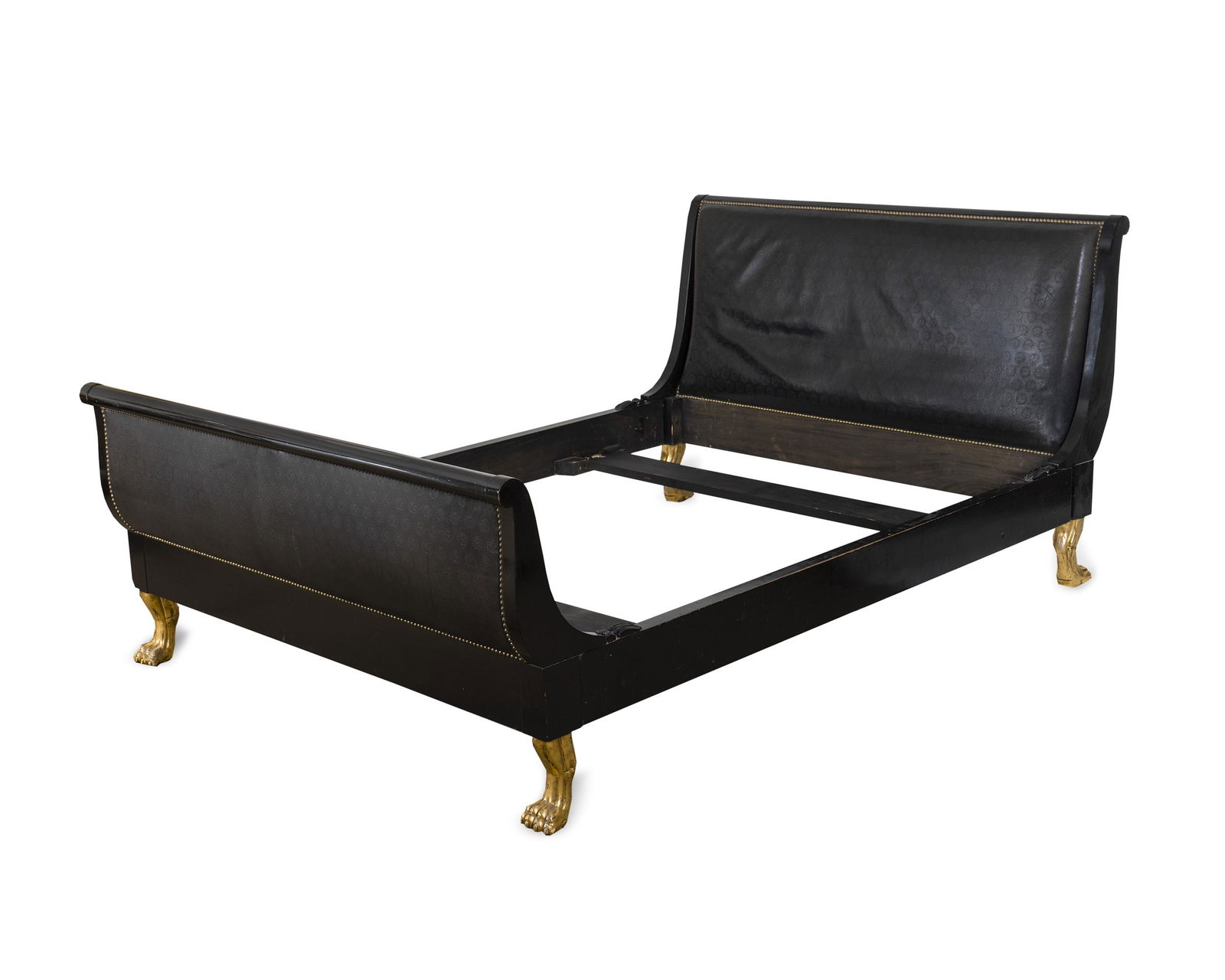 An Empire Style Ebonized and Gilt Wood Sleigh Bed (1 of 1)