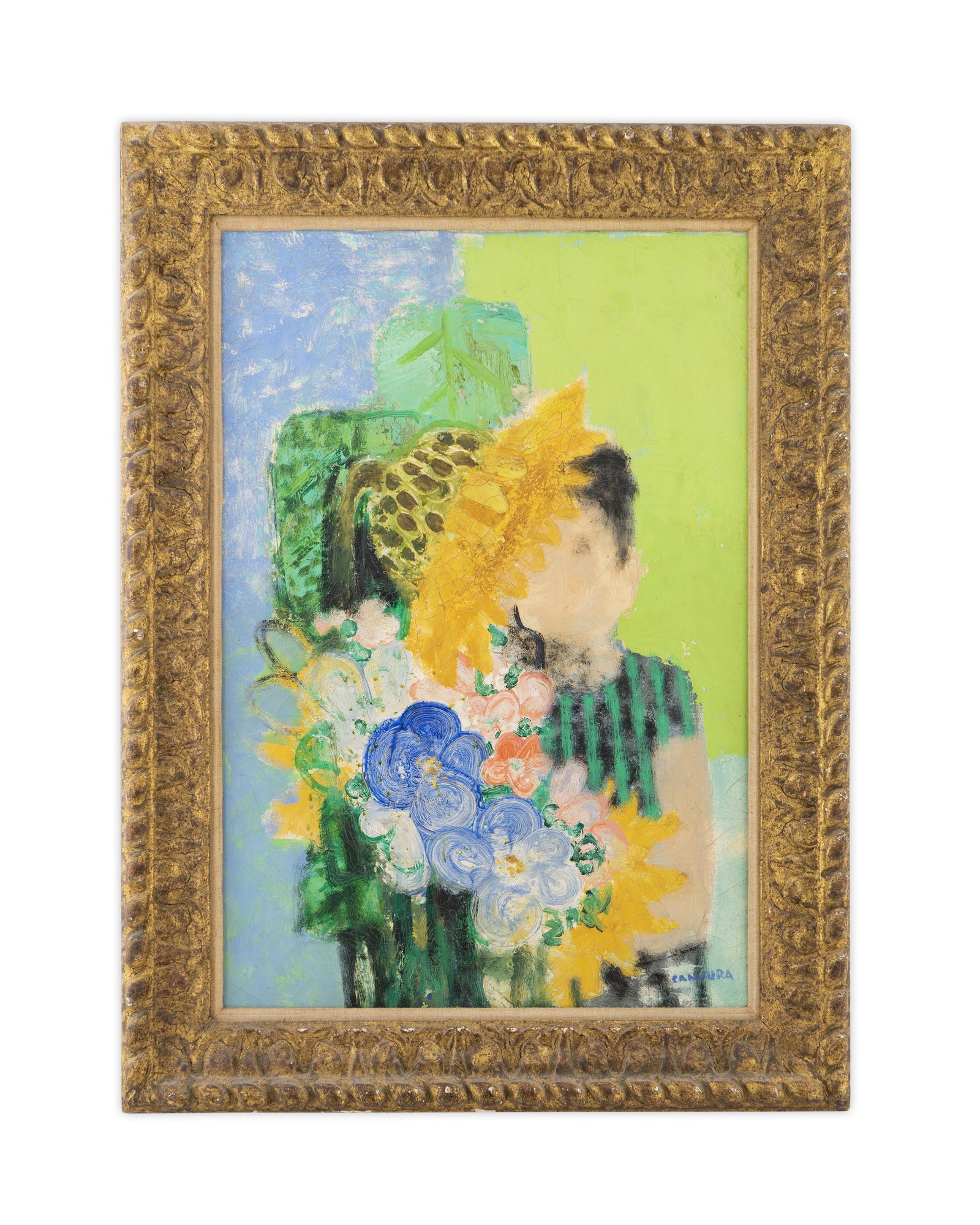 Noe Canjura (French, 1922-1970) Feerie: Noe Canjura (French, 1922-1970) Feerie oil on canvas signed (lower right) 21 3/4 x 15 inches.