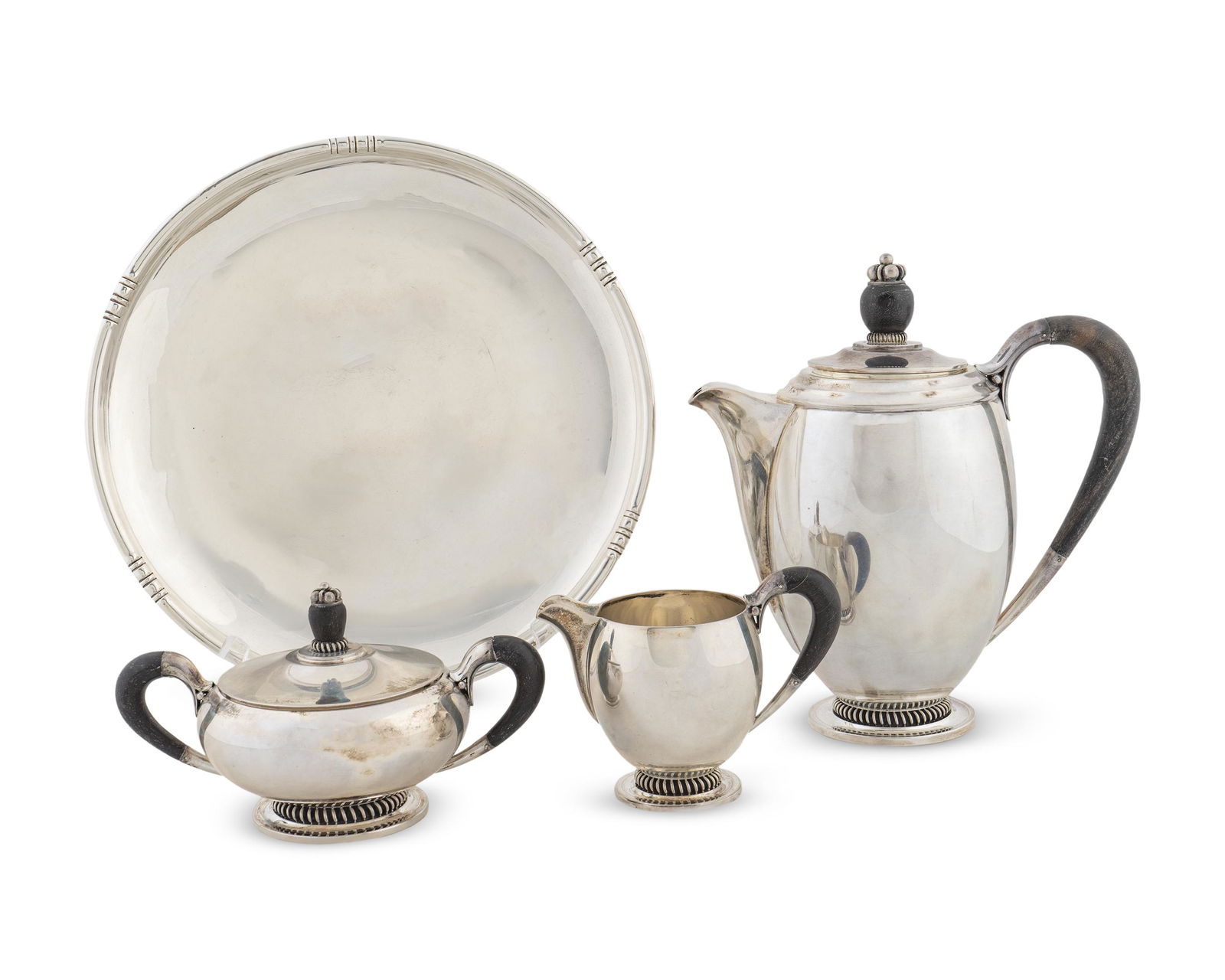A Danish Silver Three-Piece Tea Set and a Fina Circular (1 of 1)