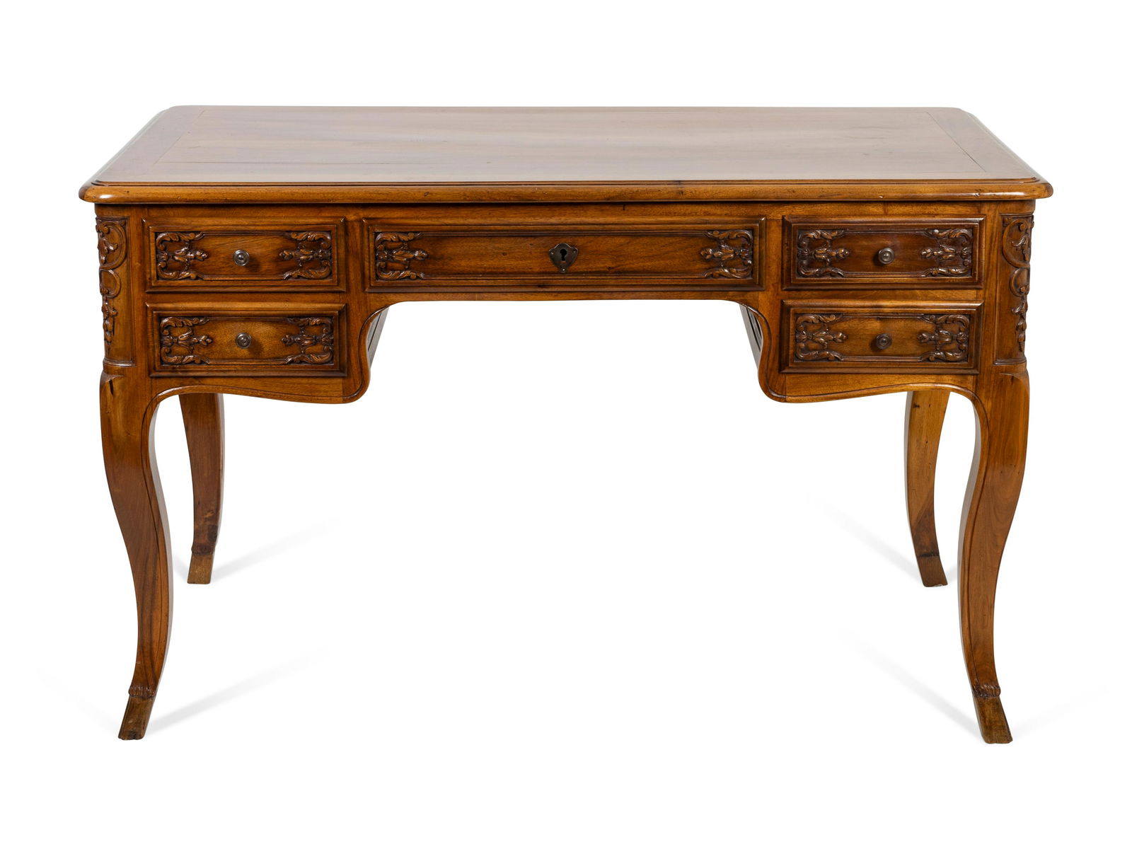 A Louis XV Style Walnut Bureau Plat Height 31 x length (1 of 1)