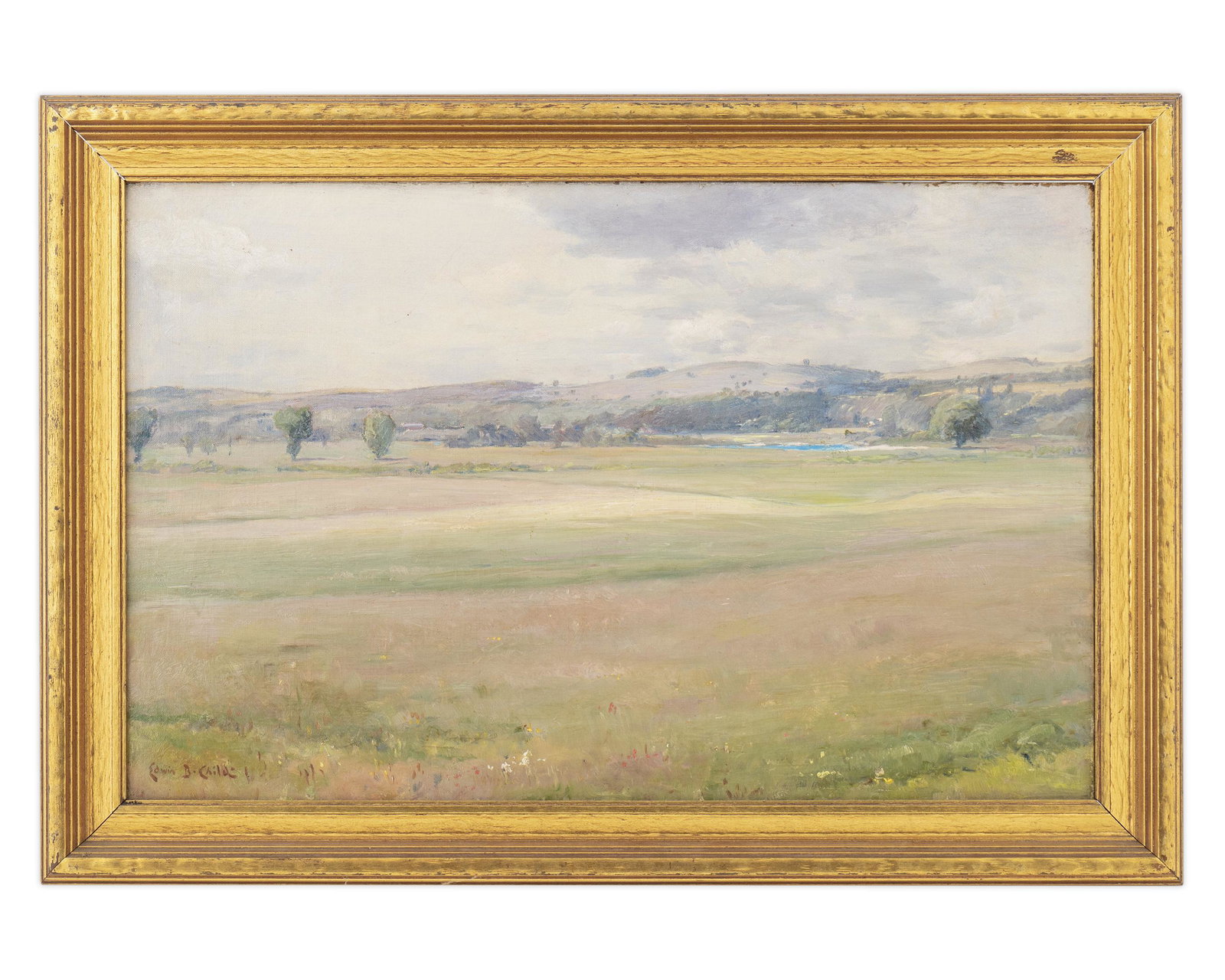 Edwin Burrage Child (American, 1868-1937) Open Field: Edwin Burrage Child (American, 1868-1937) Open Field oil on canvas signed lower left Edwin B. Child. 18 x 28 inches. Provenance: PSFA, Mullica Hill, New Jersey. Property from the Collection of Harry P