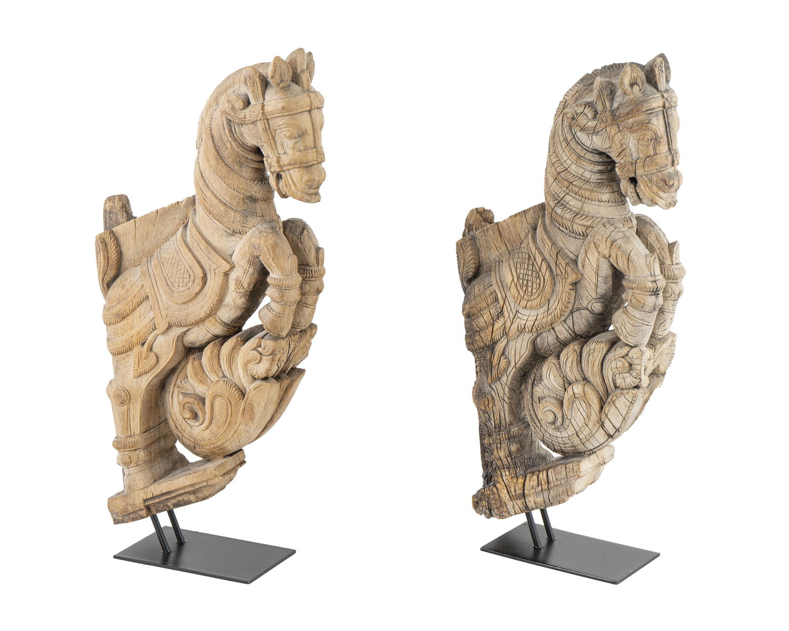 A Pair of South Indian Carved Teak Architectural (1 of 1)