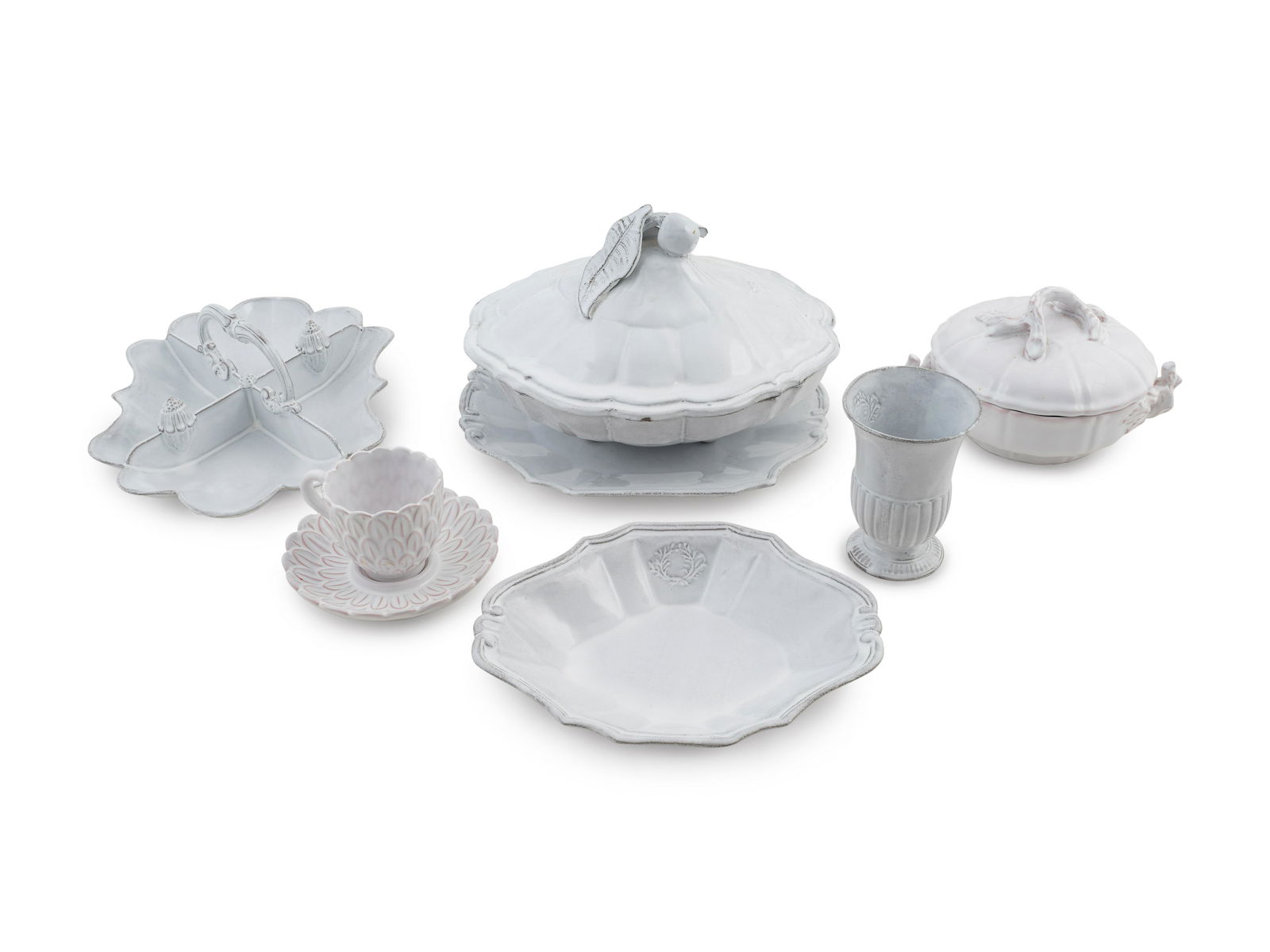 A Group of French White-Glazed Faience Table Articles (1 of 2)