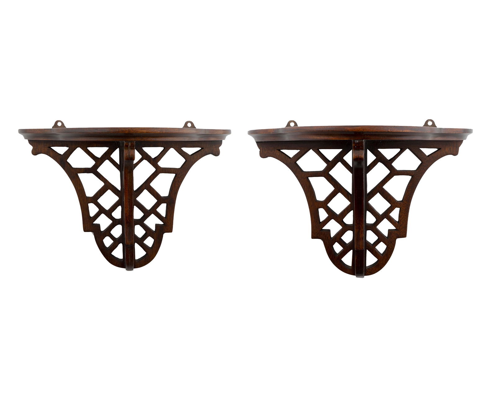 A Pair of English Pierced Carved Mahogany Wall Brackets (1 of 1)