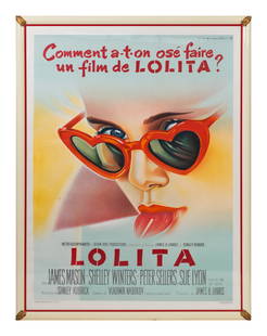 Roger Soubie Lolita, 1962: Roger Soubie Lolita, 1962 vintage poster laid to canvas 62 1/4 x 47 1/4 inches.