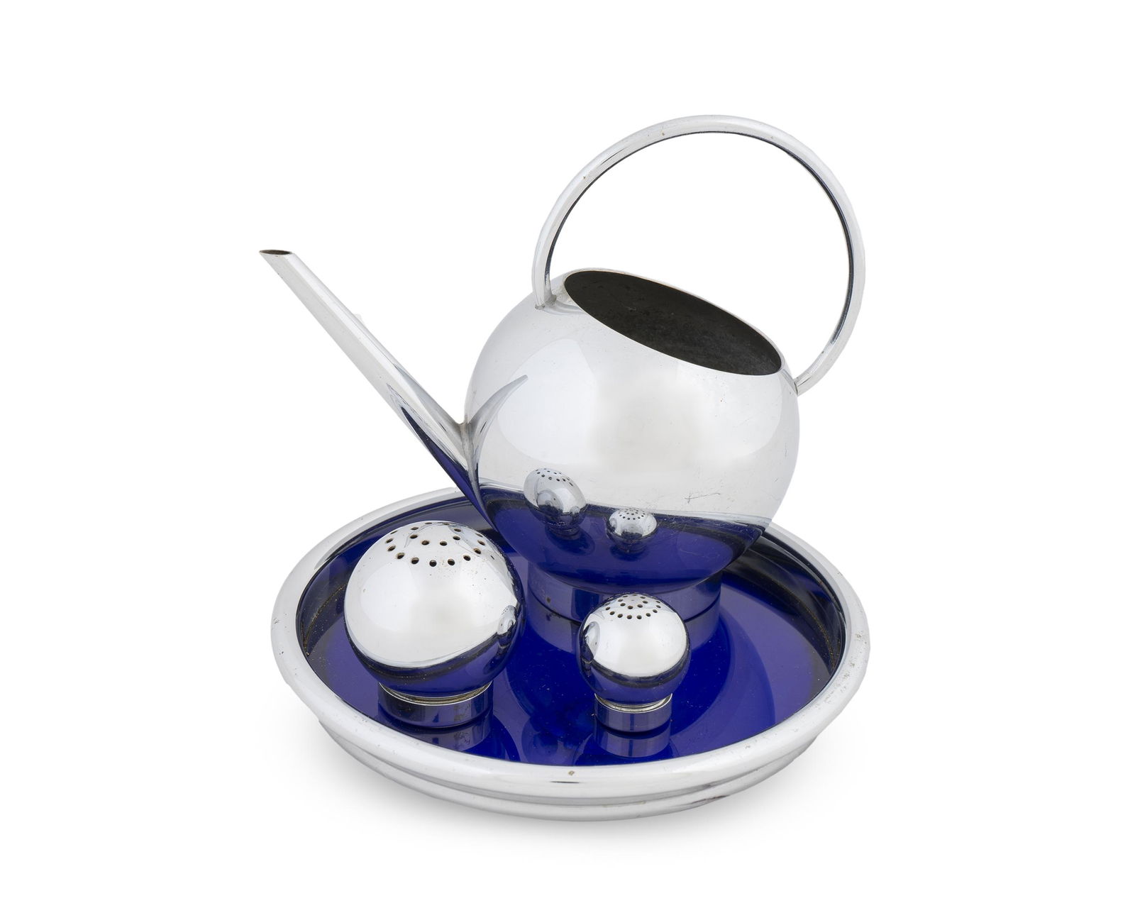 A Chase Modernist Chrome and Cobalt Blue Glass Pancake (1 of 1)