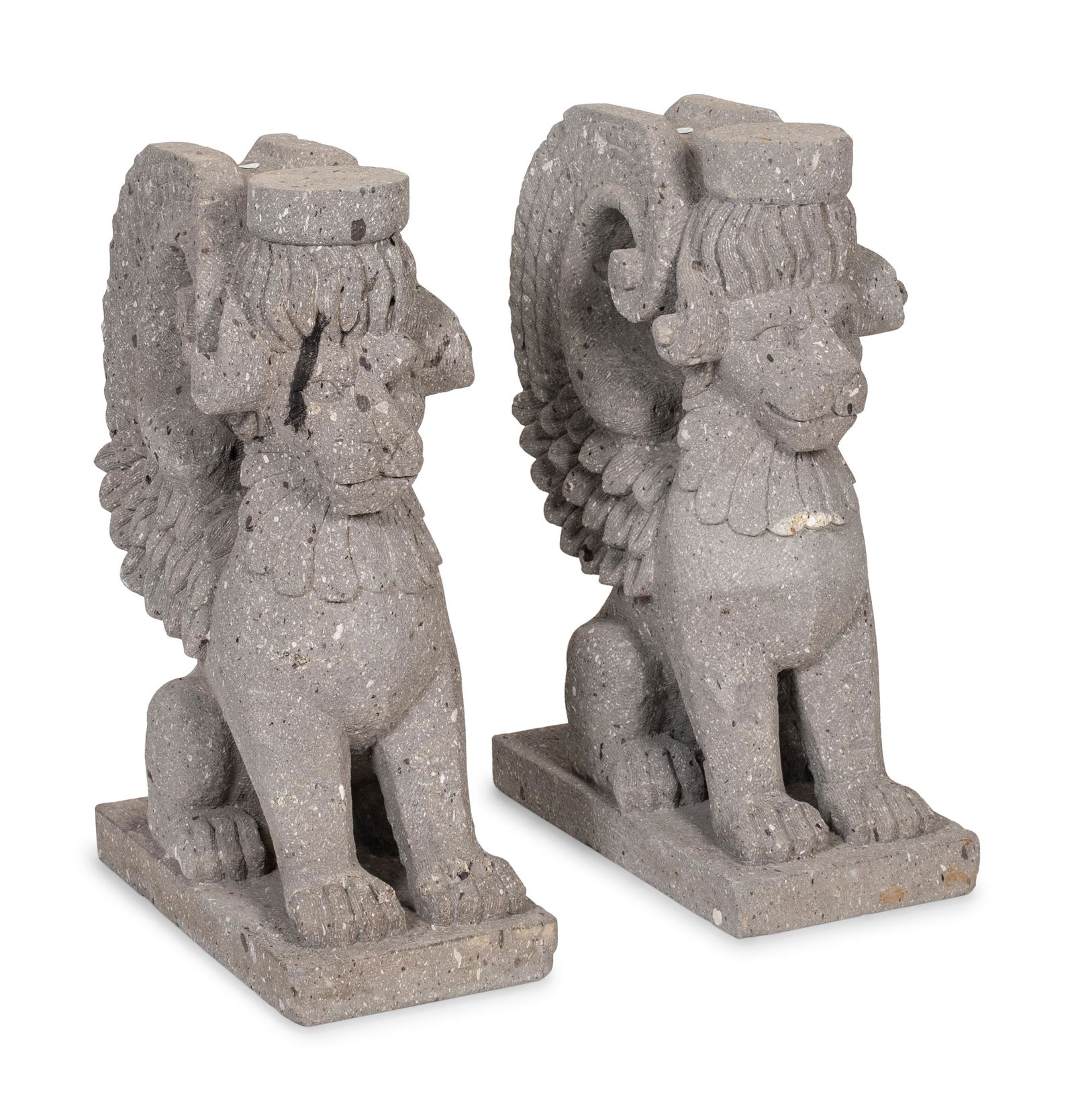 A Pair of Cantera Stone Griffin-Form Pedestals Each, (1 of 2)