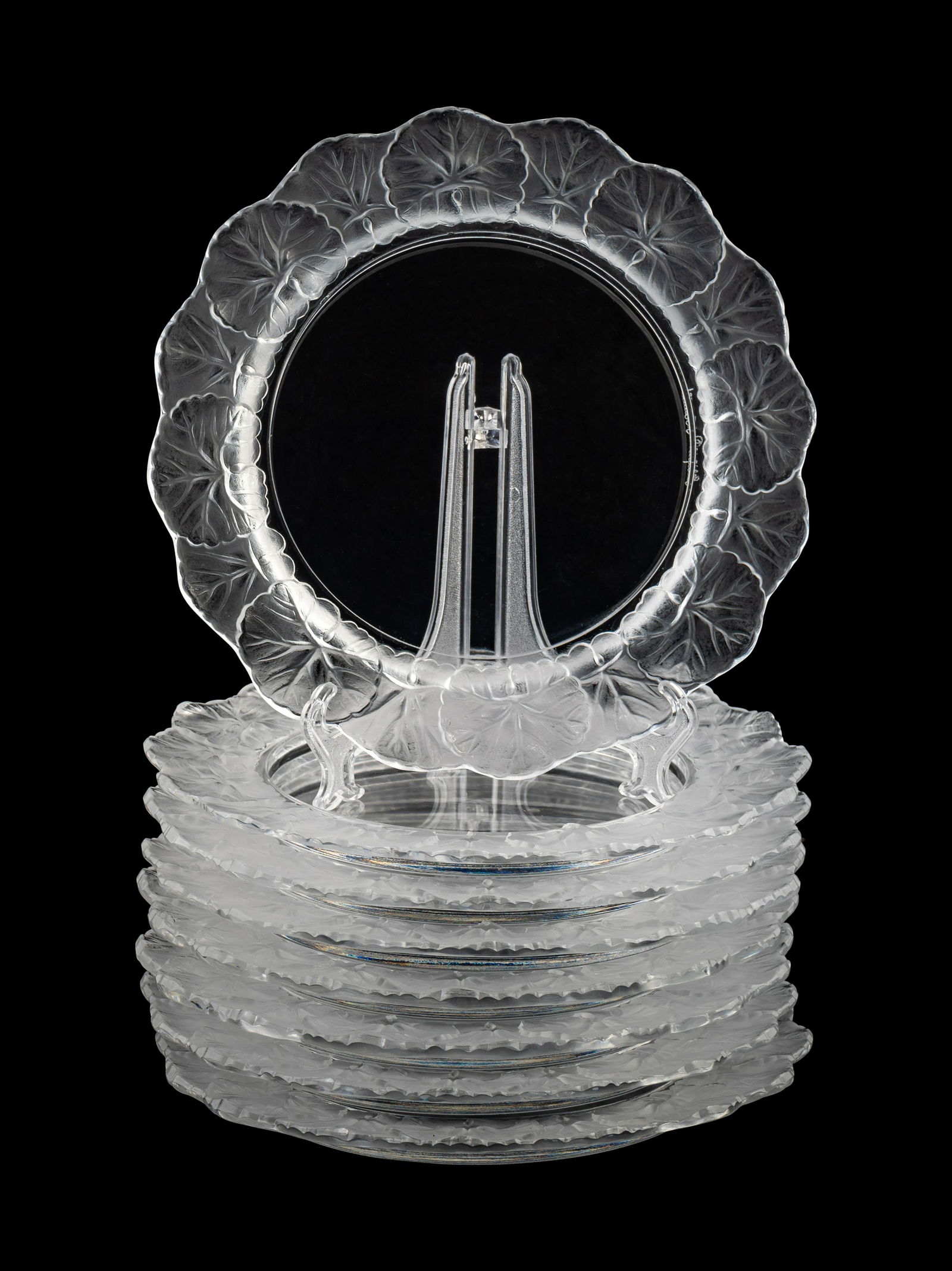 Ten Lalique Molded and Frosted Glass Honfleur Salad (1 of 1)