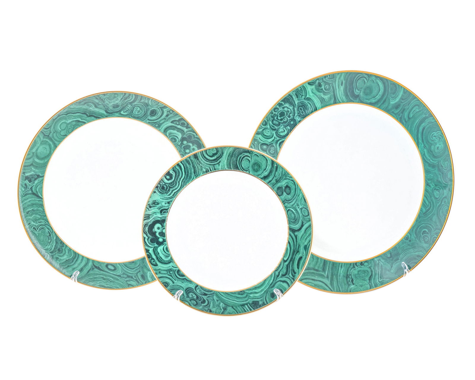 35 Pieces of Horchow Malachite Patterned Porcelain: 35 Pieces of Horchow Malachite Patterned Porcelain Dinner plate diameter 10 1/2 inches.