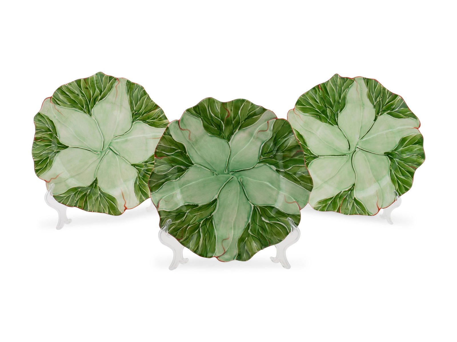 A Set of Twelve Mustard & Moonshine Lettuceware Plates (1 of 1)