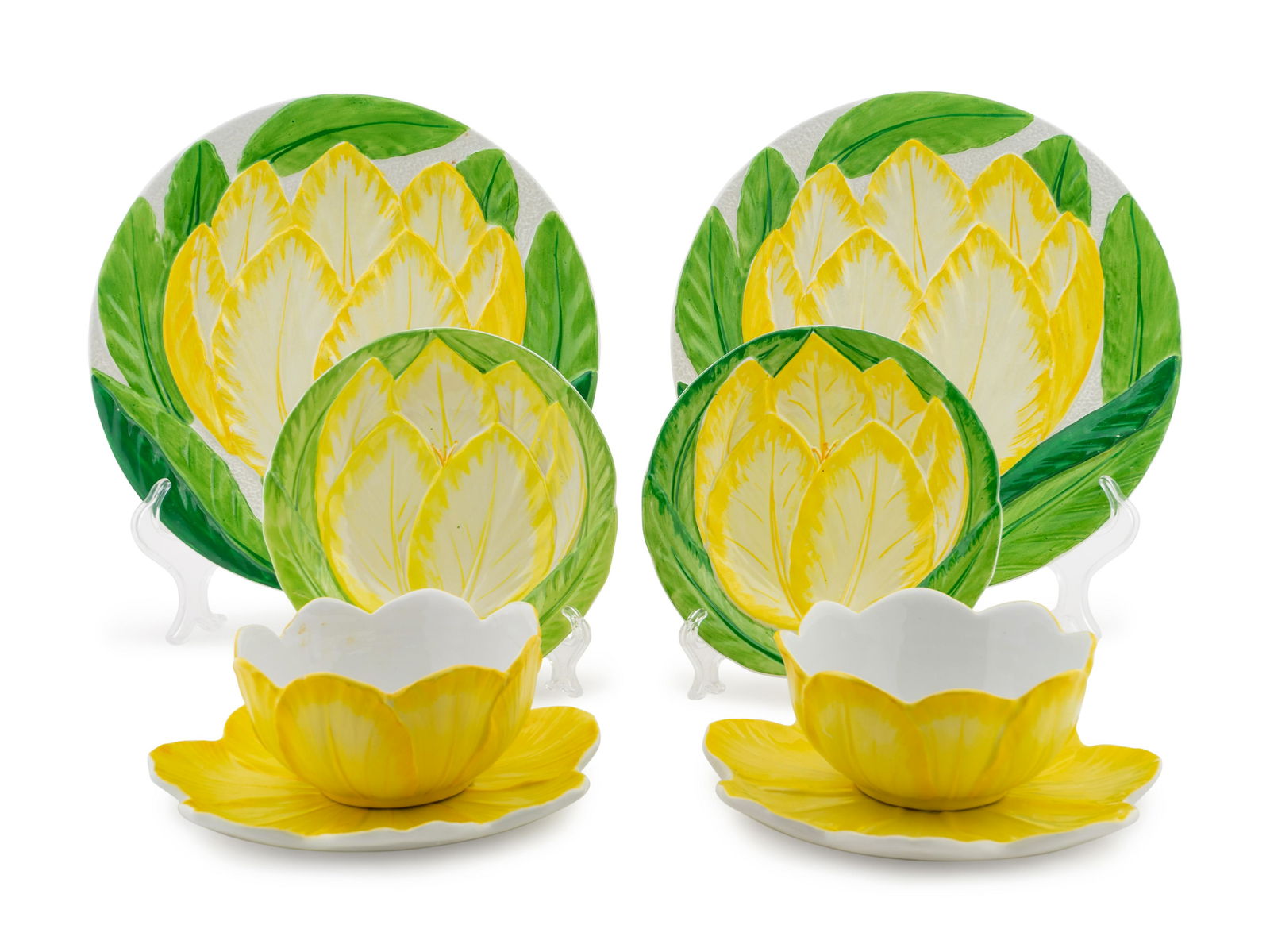 An Italian Ceramic Yellow Tulip Decorated Assorted (1 of 2)
