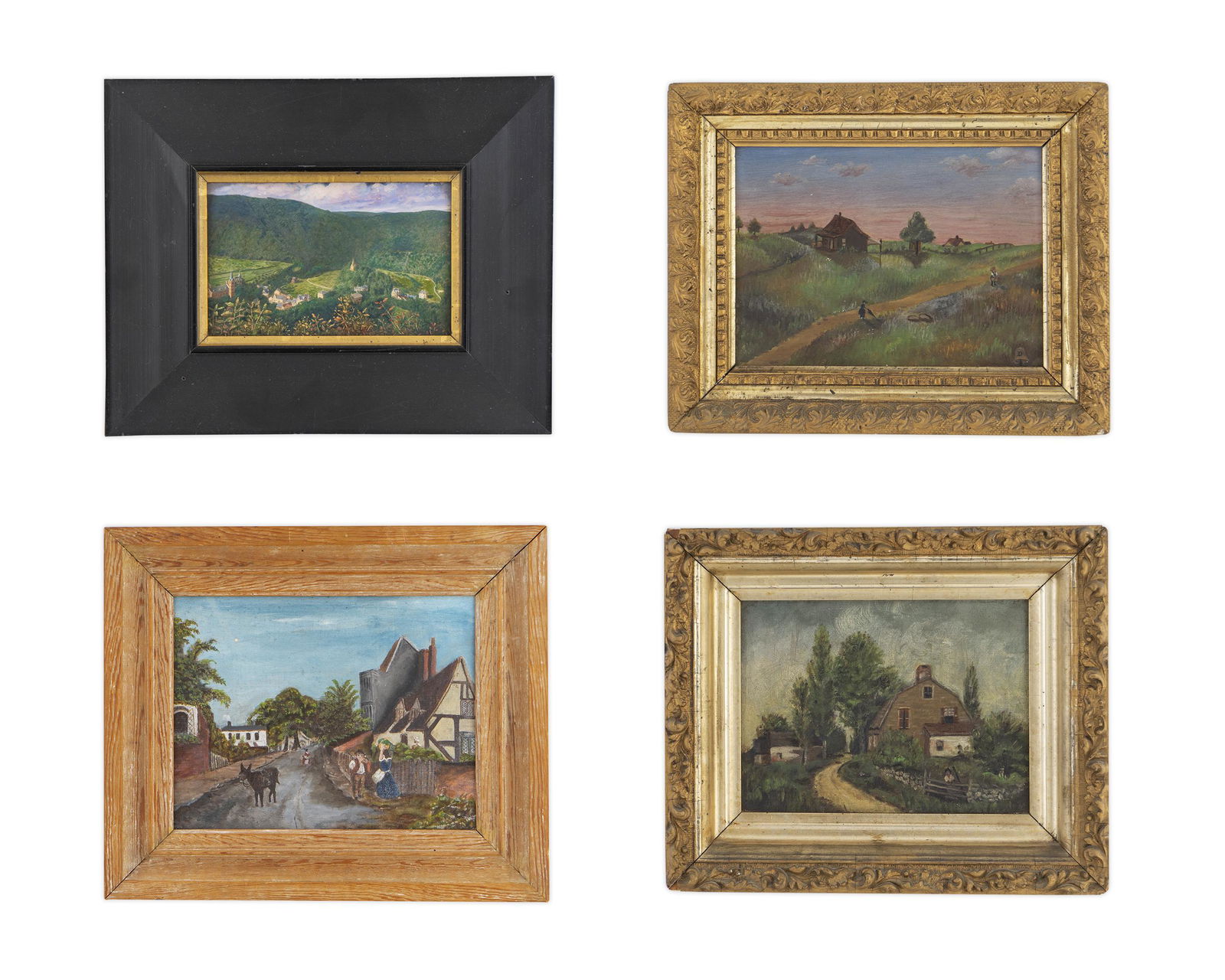 Four European School Paintings  Largest, 7 x 9 inches. (1 of 1)