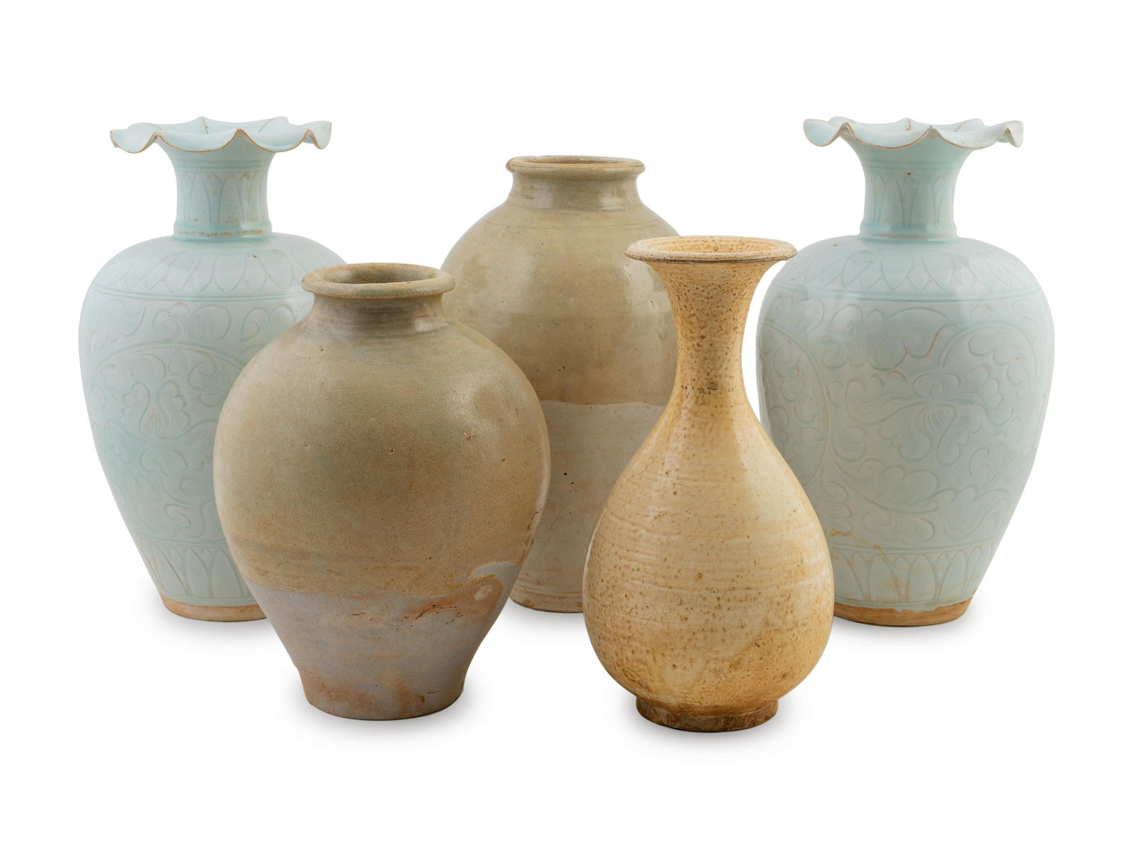Five Chinese Ceramic Vases Heights 13 1/2, 11, 12 and (1 of 1)
