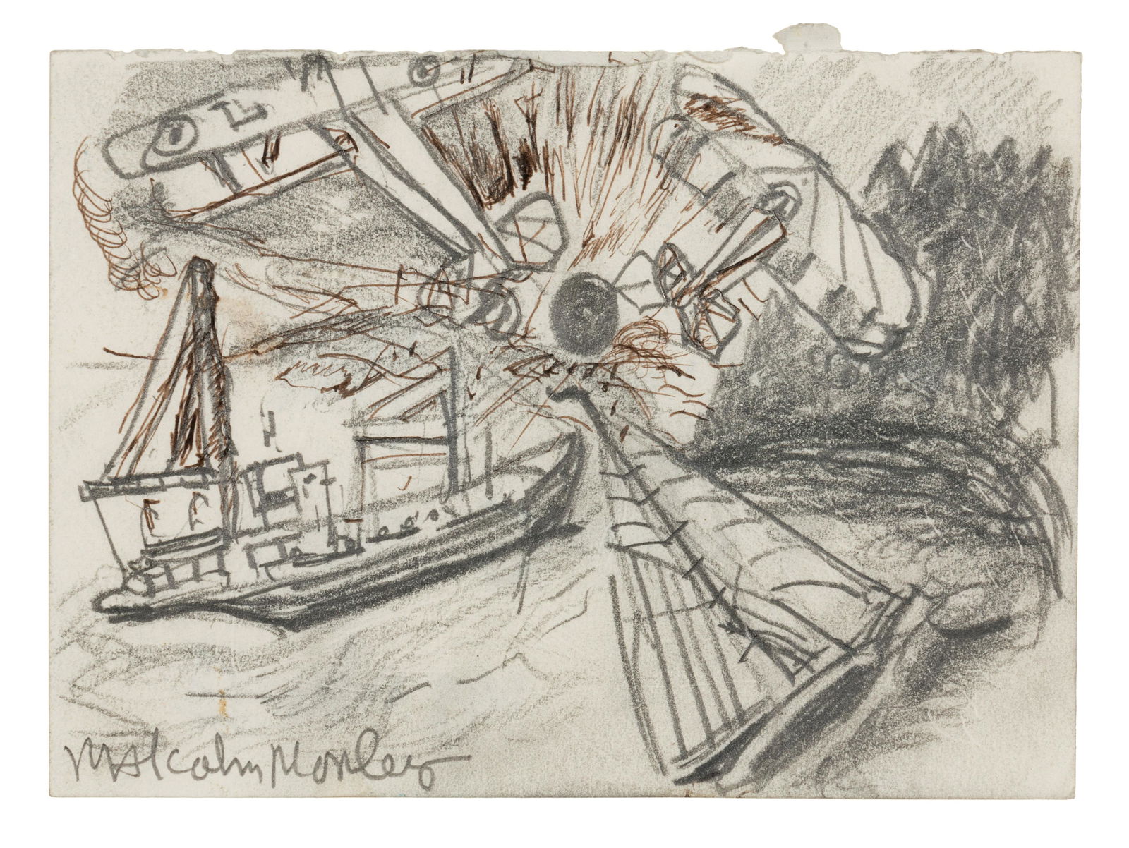 Malcolm Morley (British, 1931-2018) Study for Regatta,: Malcolm Morley (British, 1931-2018) Study for Regatta, 1994 graphite on paper signed Malcom Morley (lower left) 4 x 5 3/4 inches. Provenance: Michael Klein Gallery, New York