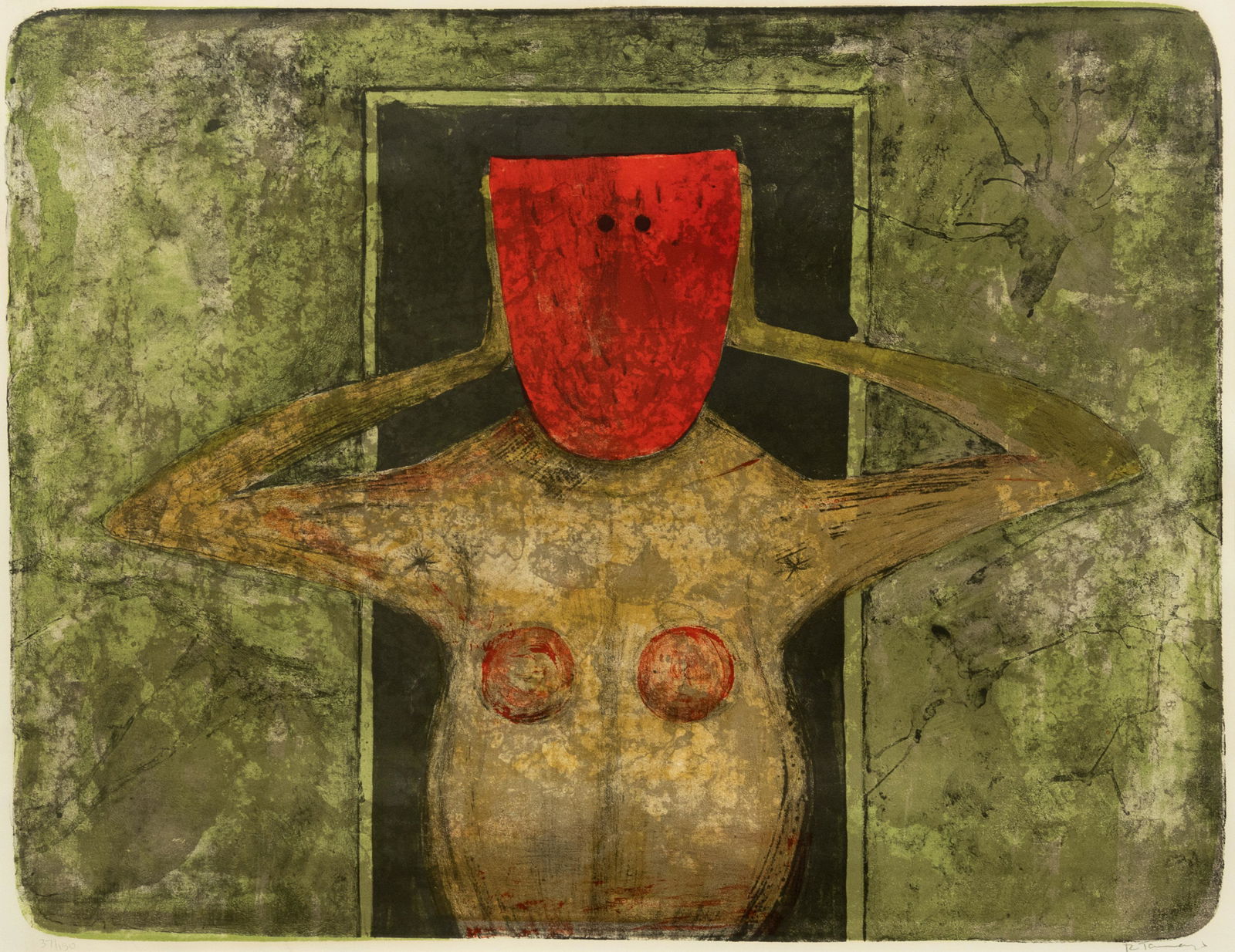 Rufino Tamayo (Mexican, 1899-1991) Masque Rouge, 1973 (1 of 4)